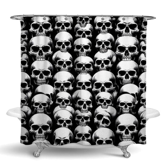 Meaudiwes Washable Shower Curtain Sets with 12 Shower Curtain Hooks, Cool Funny Goth Skulls Farmhouse Bathroom Shower Curtain 72"x 70"