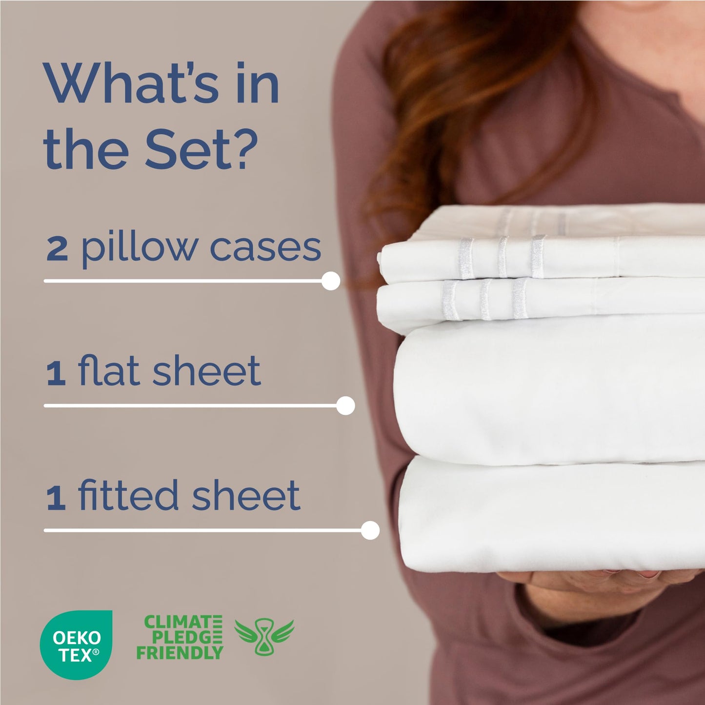 Full Size 4 Piece Sheet Set - Comfy Breathable & Cooling Sheets - Hotel Luxury Bed Sheets for Women & Men - Deep Pockets, Easy-Fit, Extra Soft and Wrinkle Free Sheets - White Oeko-Tex Bed Sheet Set