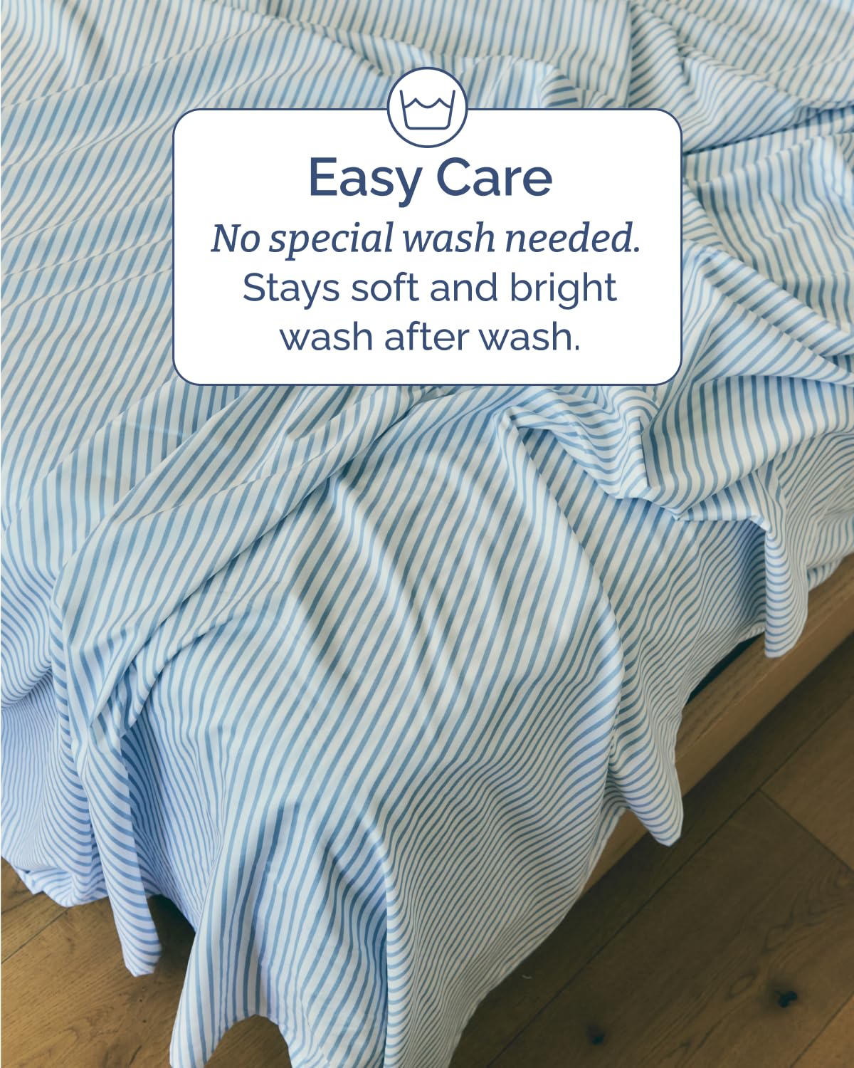 Striped Sheets - Blue & White Striped Sheets - 1 Flat & 1 Fitted & 2 Pillowcases w/ Deep Pockets – Wrinkle & Fade Free - Soft, Breathable and Cooling - Luxury Pinstripe Bedding - Full Size Bed Set