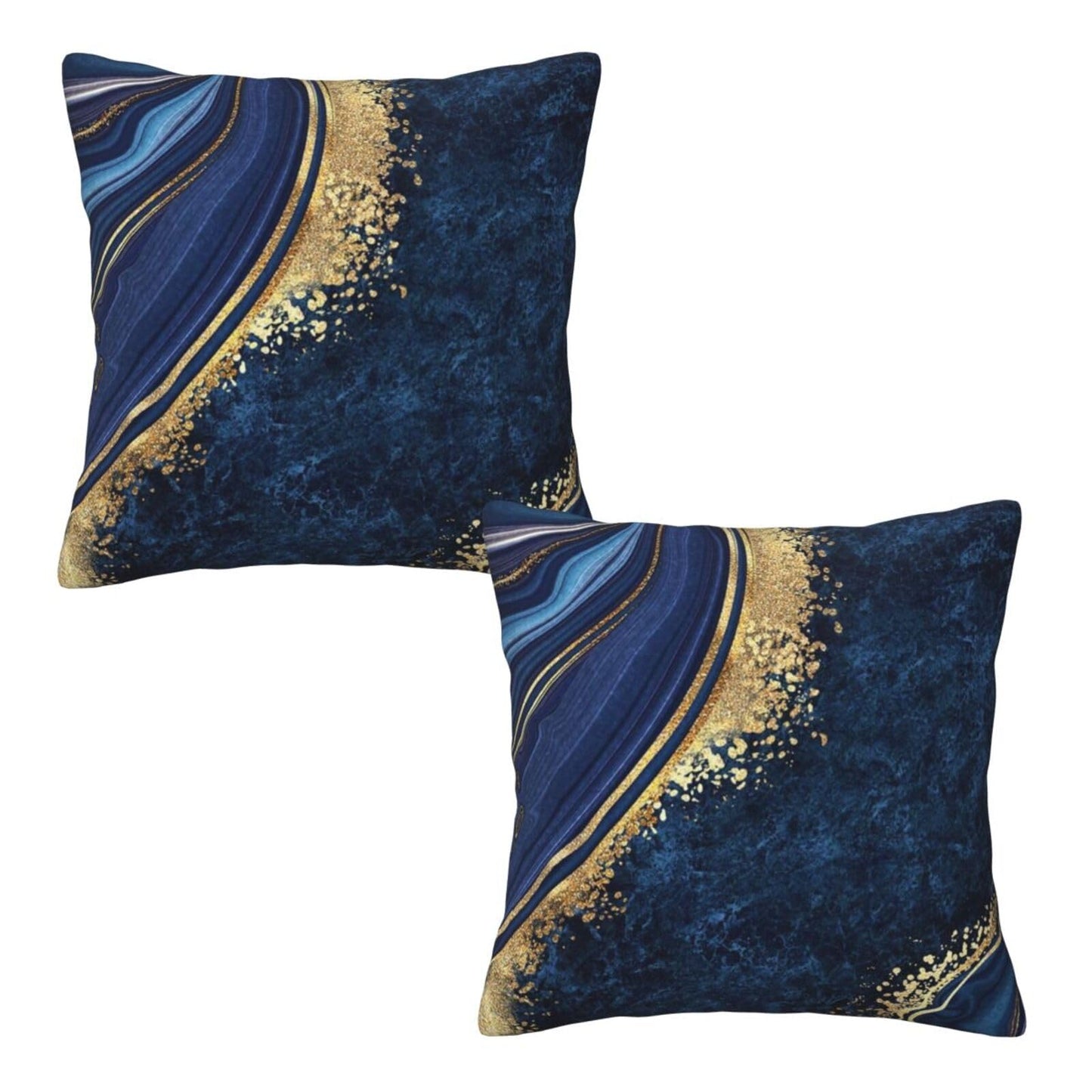 Lcokin Navy Blue and Gold Marble Throw Pillow Cover 18x18 in Set of 2 Cushion Modern Farmhouse Pillow Covers Soft Pillow Cases Decor for Couch Sofa Living Room Bedroom Home