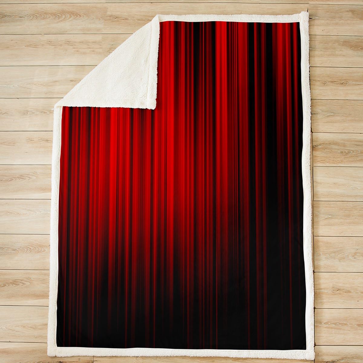 Feelyou Abstract Ombre Fleece Throw Blanket Throw 50"x60" Kids Red and Black Striped Plush Blanket for Bed Sofa Couch Boys Girls Teens Modern Fashion Sherpa Blanket Geometric Stripes Fuzzy Blanket
