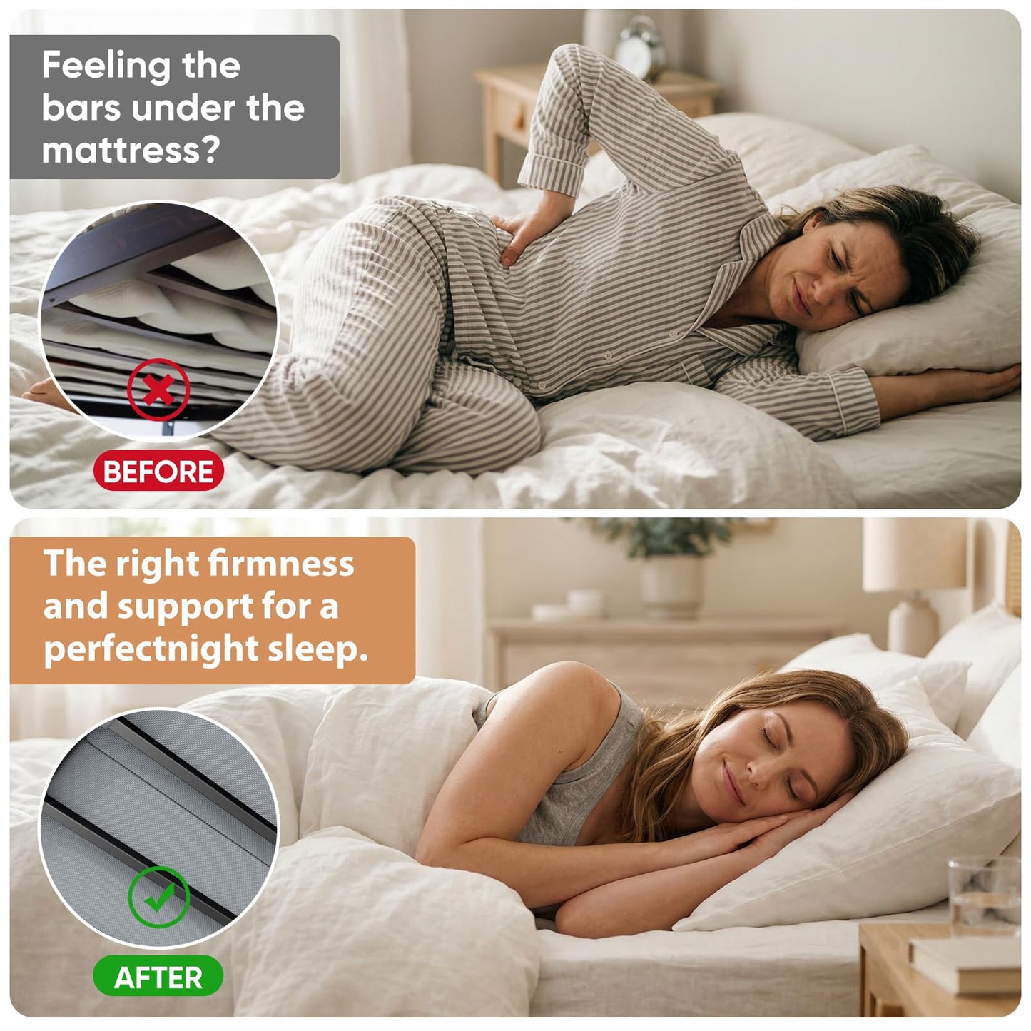 Bunkie Board Full Size (54x75") - Heavy Duty Low Profile Bed Board for Mattress Support, Stops Sagging on Platform Beds & Sleeper Sofas - Breathable, Noise Minimizing & Moisture Resistant Foundation