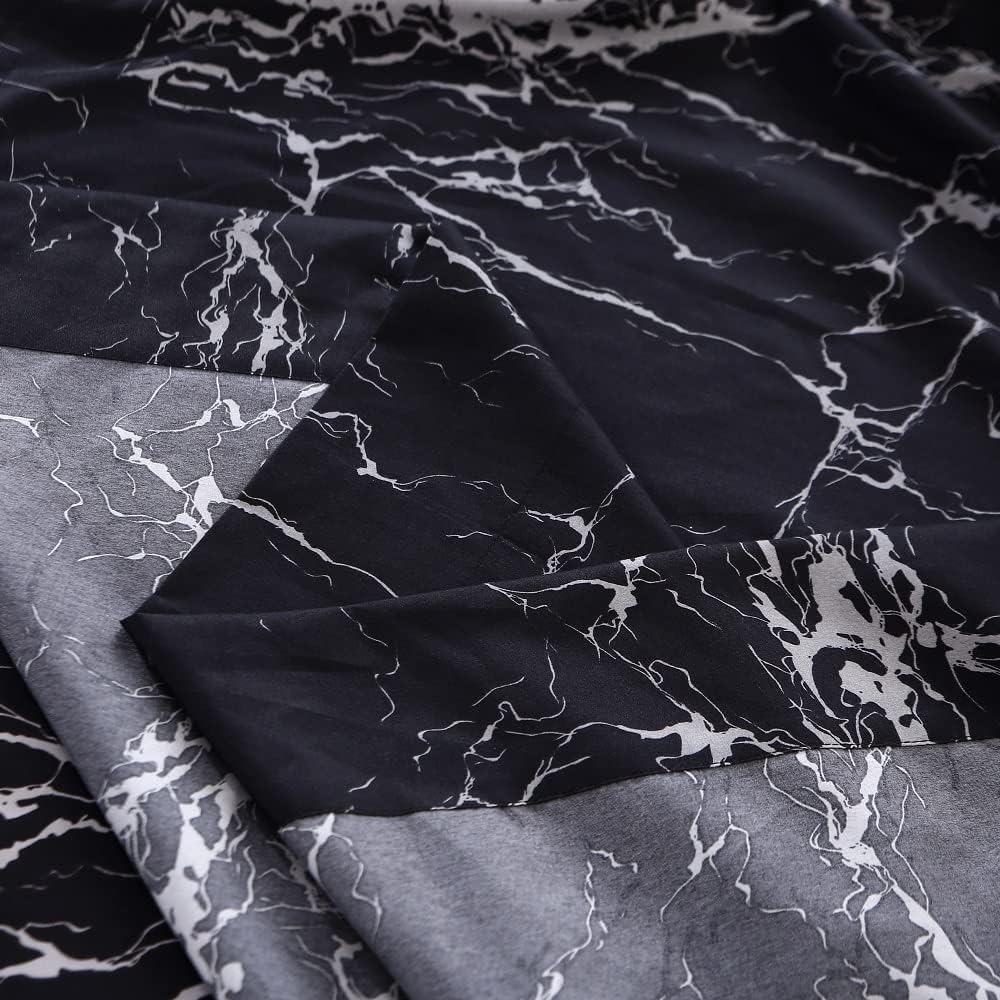 MAG Black Marble, Super Soft Microfiber Bed Sheet 4PC, Marble Bedding Sheet Set Included 1 Fitted Sheet, 1 Flat Sheet with 2 Pillowcases, 14 Inches Deep (Queen, Black)