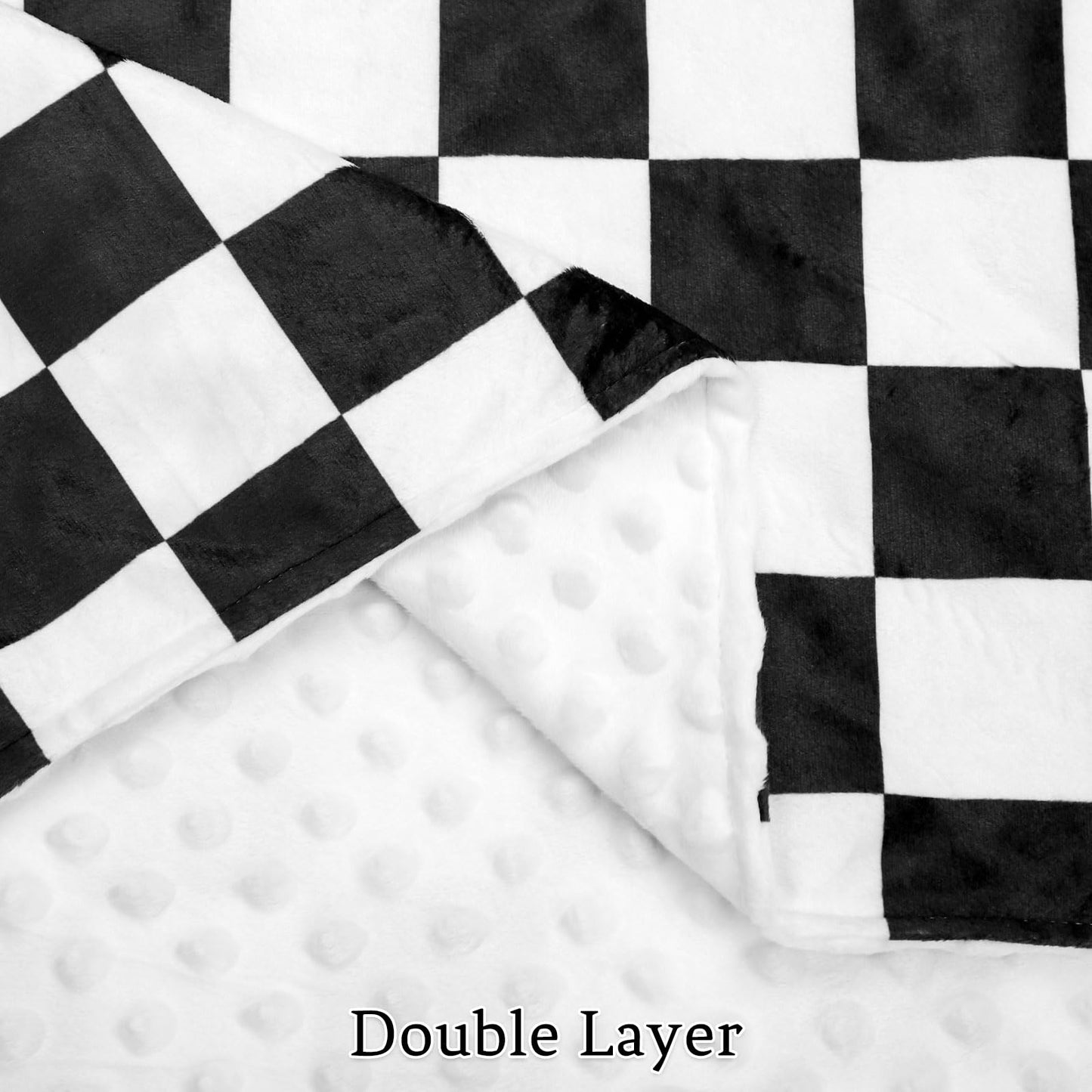 DILIMI Baby Blanket, Soft Warm Newborn Toddler Minky Plush Dot Blanket for Girl and Boy Unisex (40×30 in), Black Checkered