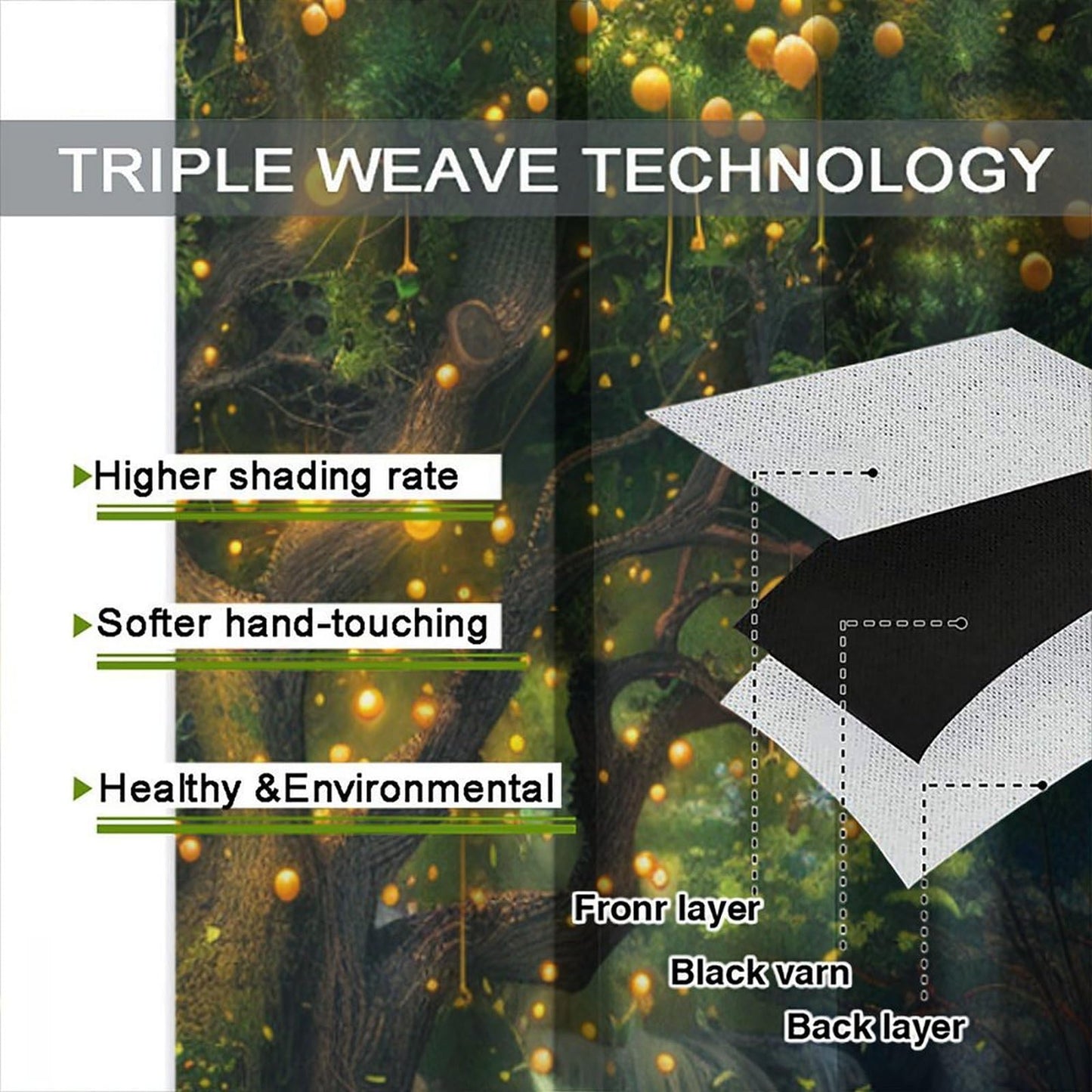 TOWINSFB Beautiful Tree Blackout Curtains, Golden Fruit Waterfall Rural Landscape Home Decor Rod Pocket Window Drapes for Living Room Bedroom- 2 Panels, Each 45" L x 21" W