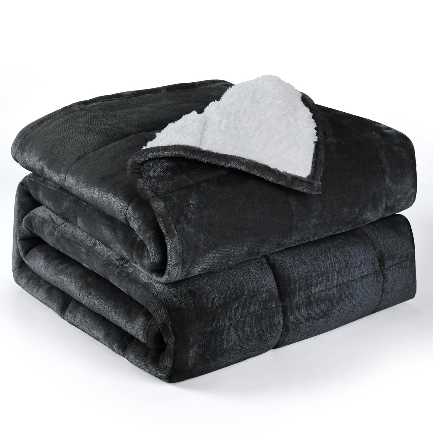 Alomidds Weighted Blanket Queen Size 15lbs 60x80 inches,Soft Plush Fleece Throw Weighted Blankets with Cozy Warm Sherpa,Ultra Fuzzy Heavy Blanket Microfiberfor Sofa Bed, Dark Grey