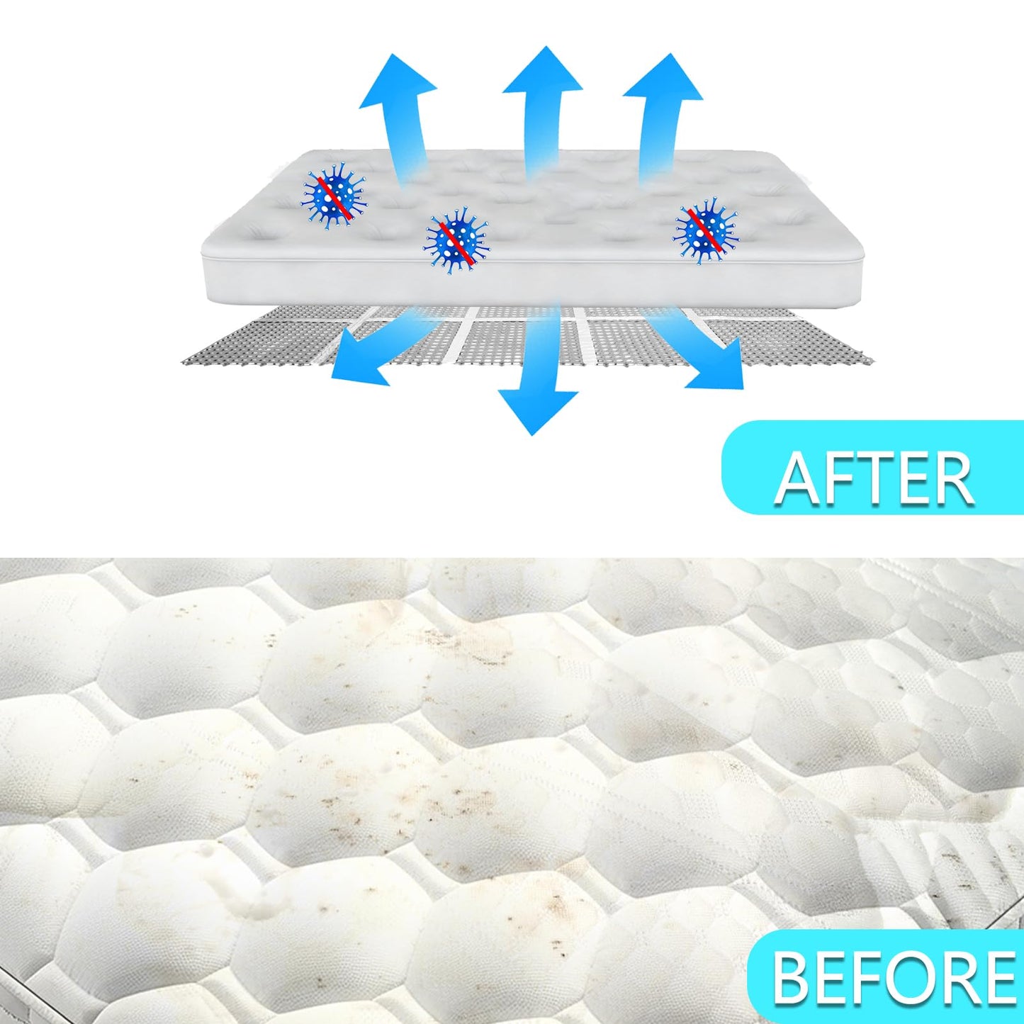 Interlocking Mattress Underlay 83" L x 59" with Aluminum Tape RV Under Mattress Modular Under Mattress Pad for RV Boat Camper Creating The Bed Air Dry and Flow（Queen）