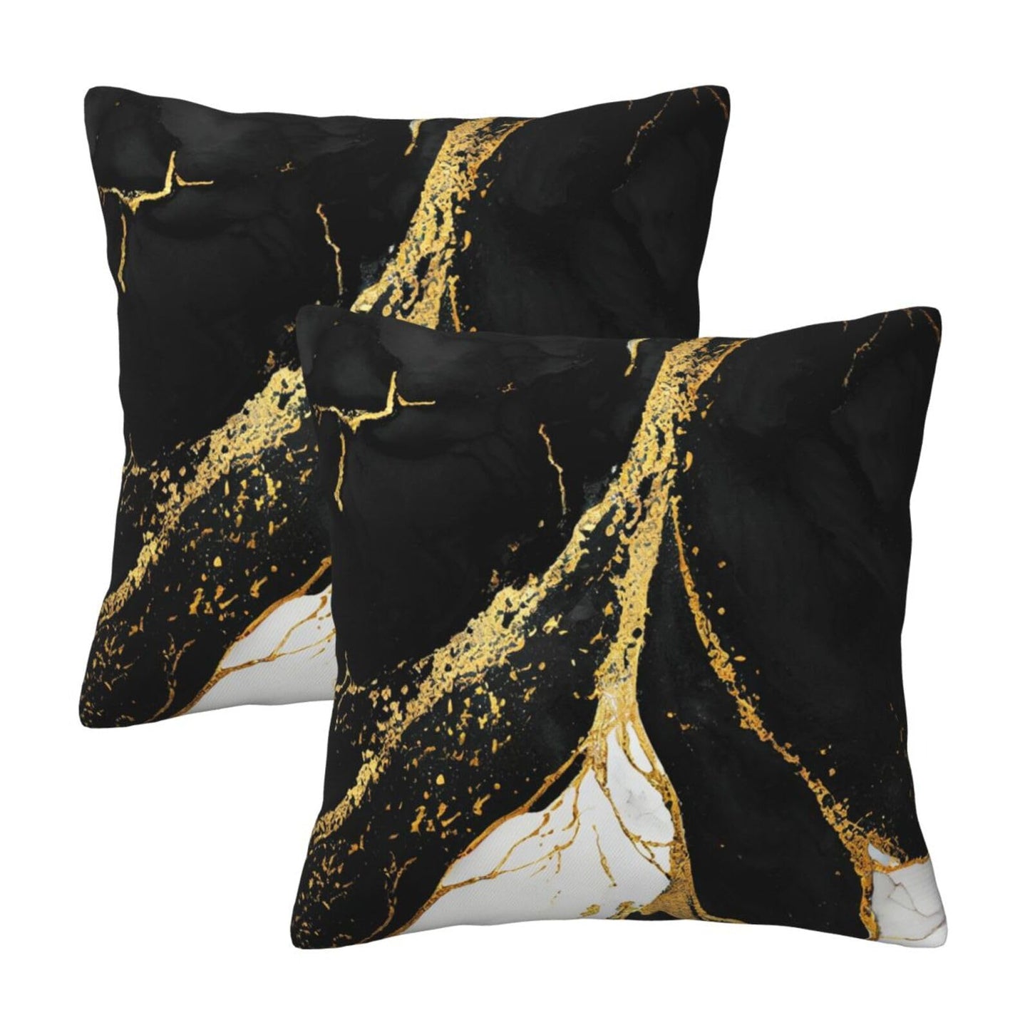 Lcokin Black and Gold Throw Pillow Cover 18x18 in Set of 2 Marble Cushion Modern Farmhouse Pillow Covers Soft Pillow Cases for Couch Sofa Bedroom Home Decor