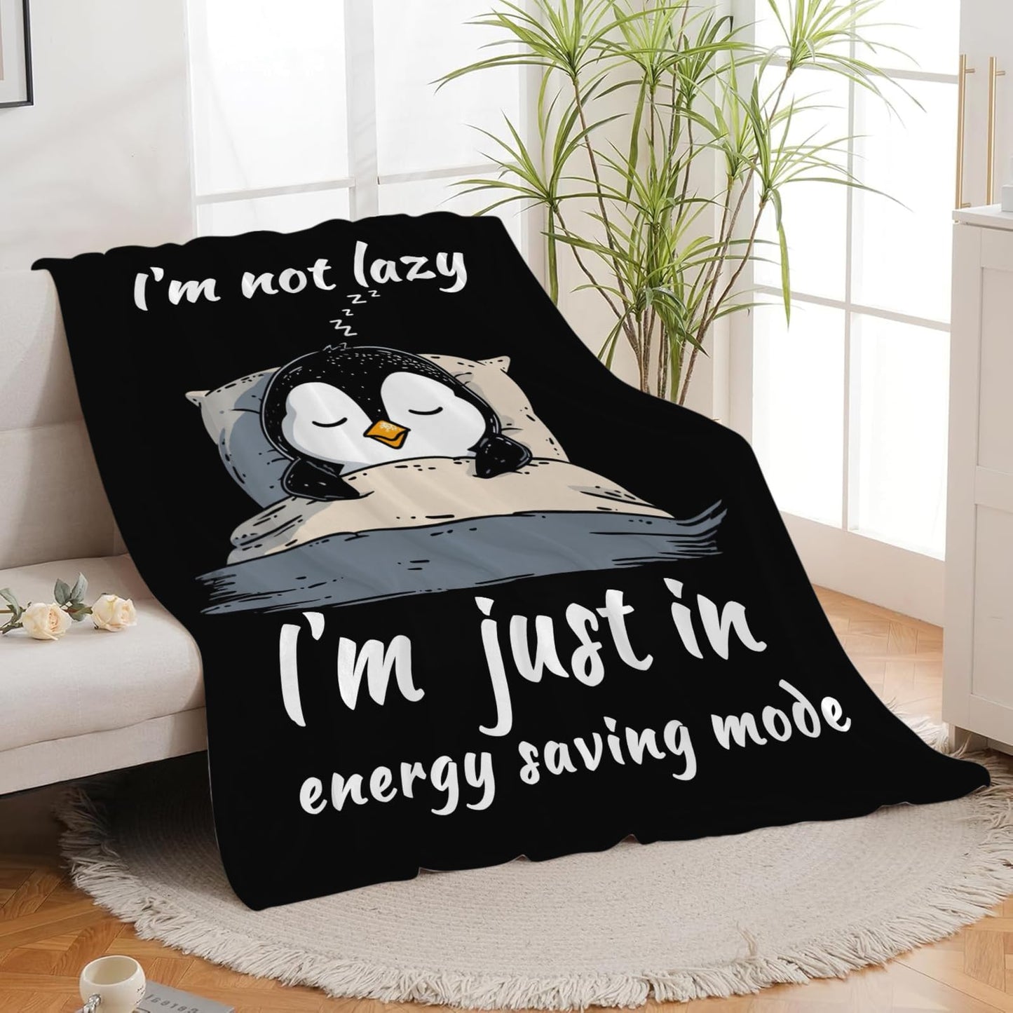 Penguin Blanket for Girls Women Boys Men Adults Kids Soft Cozy Fleece Sleeping Penguin Throw Blankets Gifts Warm Flannel Plush Lightweight Decor for Couch Bed Sofa 50"X40"