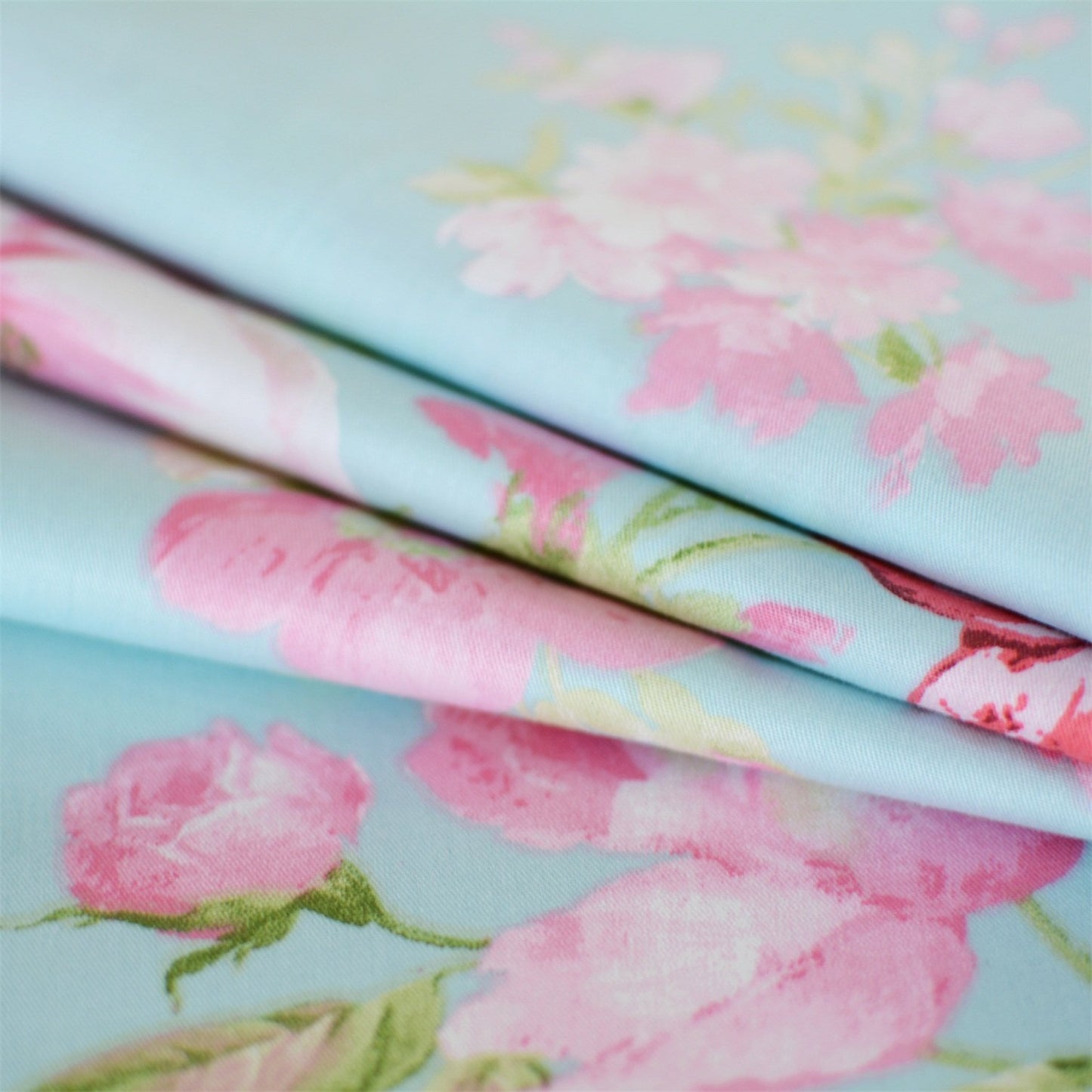 FADFAY Shabby Pink Floral Bed Sheet Set Cotton Deep Pocket Sheets 4-Piece King Size