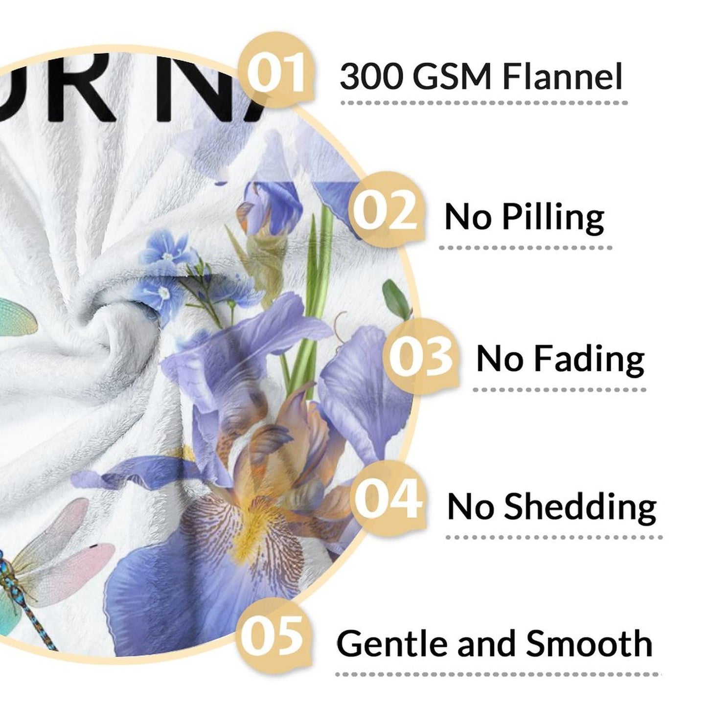 Personalized Dragonfly Blanket with Name - Soft, Fuzzy & Warm - 60"x80" Twin Size Blanket for Bed, Couch & Living Room - White Aesthetic Throw Gifts for Women