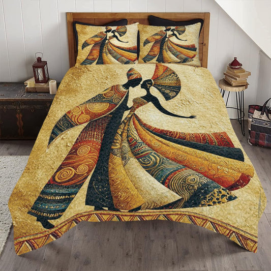 Custom African Women Quilt Set, Brown African Pattern Bedspread Bedding Set, Colorful Black Women Soft Lightweight Bedspreads with Pillow Covers, Gifts for Girls Adults Bedroom Decor (STYLE-08)
