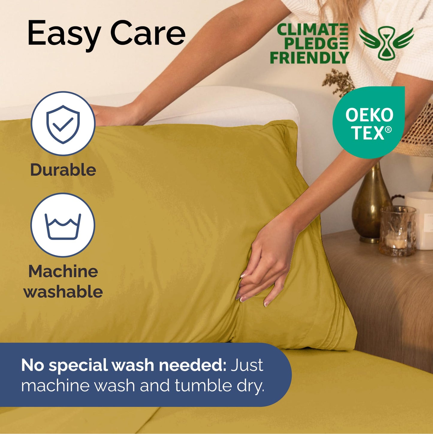 Queen Size 4 Piece Sheet Set - Ultra Soft & Cooling Bed Sheets - Fits 8 Inch to 16 inch Mattress - Wrinkle & Fade Free with Deep Pockets - Easy-Fit, Breathable & Comfy - Hotel Luxury Bedding - Mustard