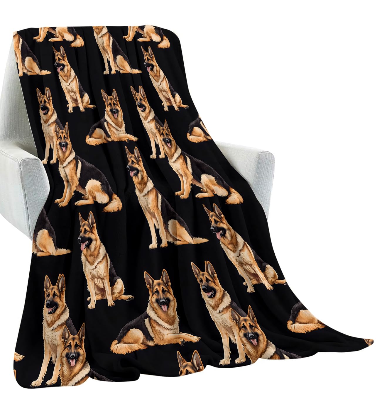 amepay German Shepherd Blanket Gifts for Kids Adult Girls,Bold and Loyal Puppy Dog Flannel Throw Blankets,Soft Comfy Lightweight for Modern Home Couch Bed Sofa Stylish Decor,Pet Lovers 60x50in