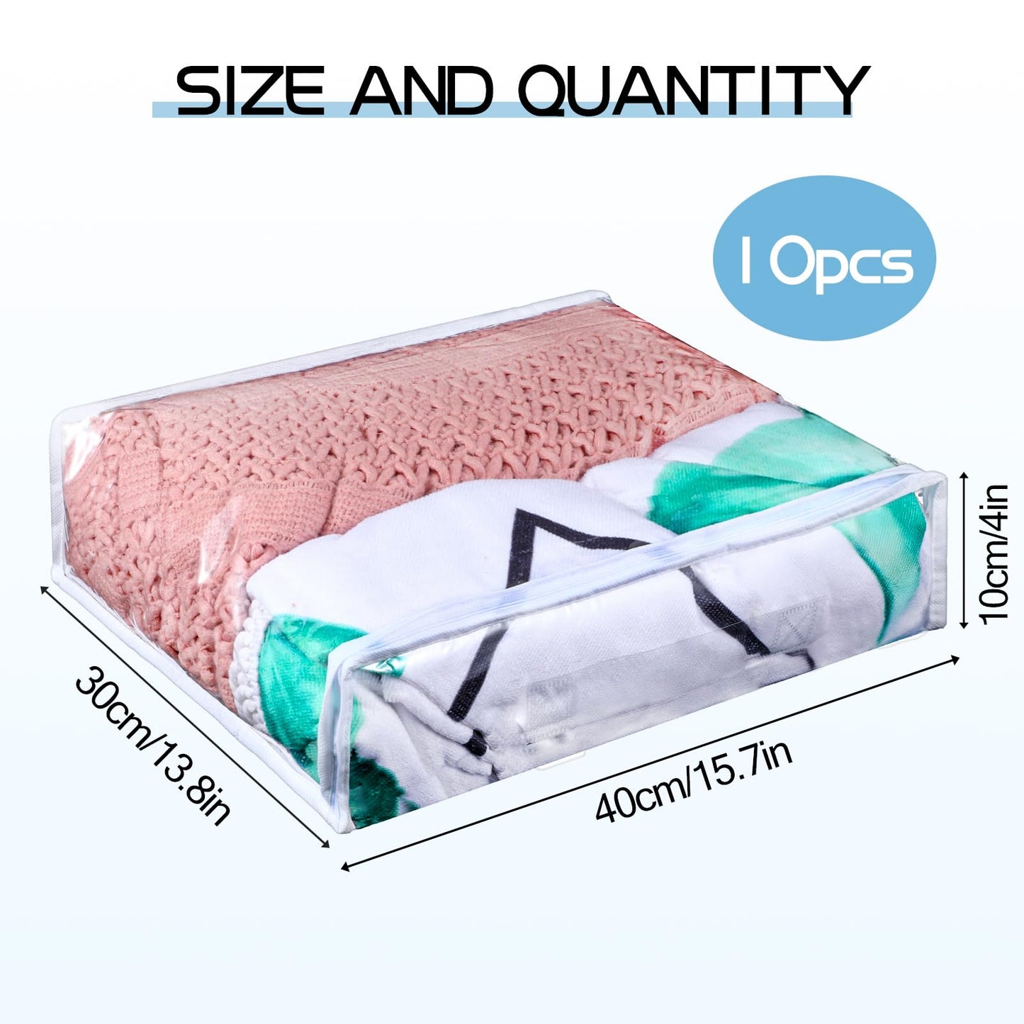 10 Pack Clear Storage Bags with Zipper Large Plastic Zippered Storage Bags for Blankets Clothes Sweaters Pillow Bed Sheet Storage Organizers 16 x 14 x 4 Inch