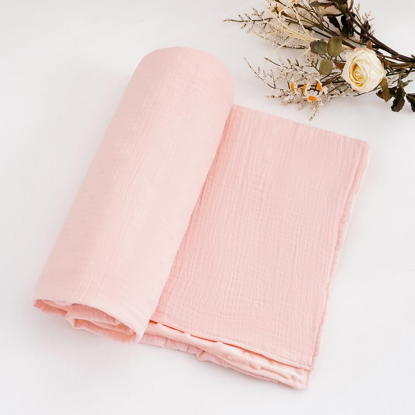 CoolaPeach 2 Pack Minky Baby Blankets,Super Soft Receiving Blankets with Muslin Cotton Front & Dotted Fleece Backing,39x29.5 Inches,Printed Bed Throws Newborn(Florals)