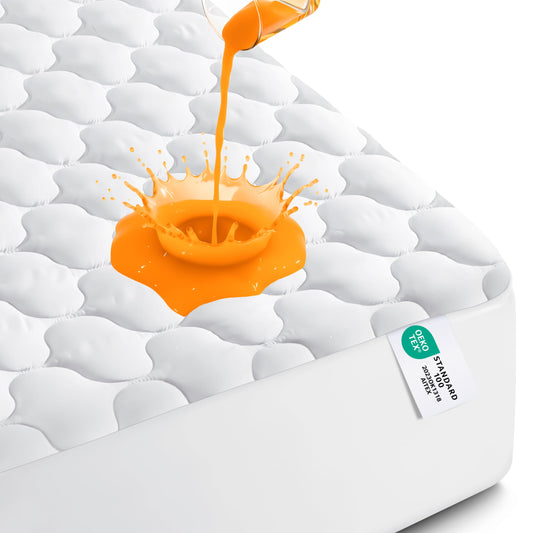 Utopia Bedding Waterproof Mattress Protector, Queen Mattress Pad, Noiseless Quilted Fitted Cover with Deep Pocket Stretches up to 16 Inches (White)