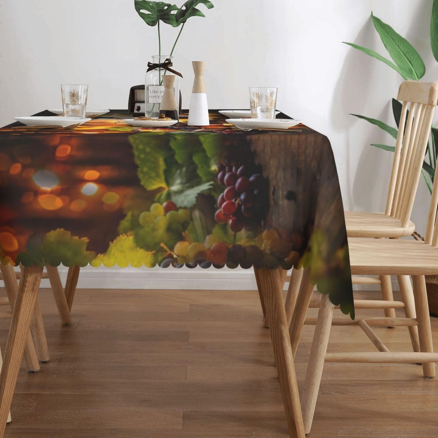 LORCARVIS Elegant Wine Glasses and Bottles Tablecloths Winery Farmhouse Polyester Rectangle Table Cloth Washable Seasonal Tabletop for Kitchen Dinning Party Outdoor Picnic 54 x 72 Inch Tablecloths