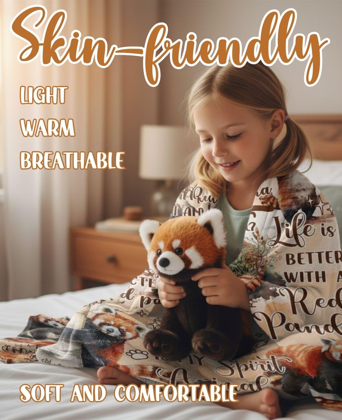 Huglanket Red Panda Gifts Blanket for Women, Girls, Red Panda Lovers, 50" x 65" Throw for Birthday, Christmas