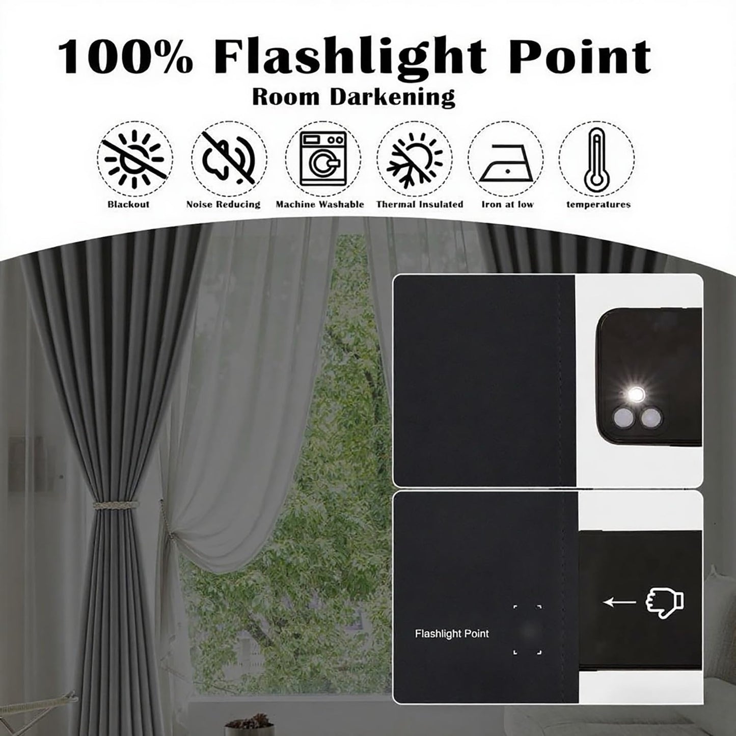 Tiadkh Home Decor Blackout Extra Long Curtains，132" Long Grommet High Ceiling Draps Noise Reducing 2 Story Curtains for Living Bedroom Windows(1Panel，W52xL132)