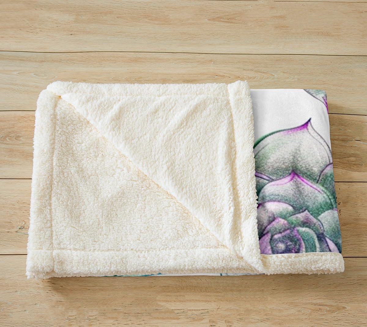 Feelyou Boho Succulent Fleece Blanket Botanical Pattern Sherpa Throw Blanket for Sofa Couch Adult Bohemian Style Plush Blanket Green Plants Fuzzy Blanket Room Decor Throw 50"x60"