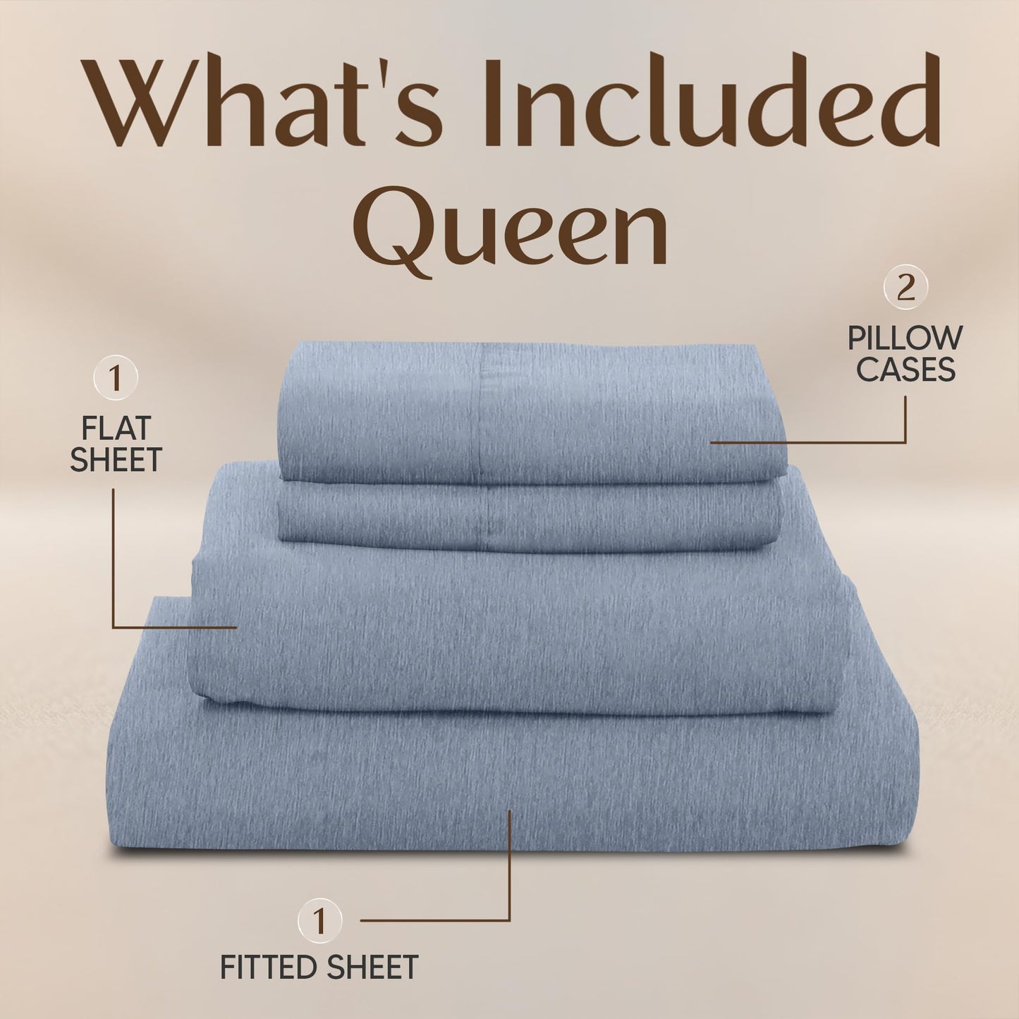 Utopia Bedding Queen Size Sheet Set – 4 Piece Bed Sheets, Soft and Breathable Microfiber, Includes 1 Fitted Sheet, 1 Flat Sheet and 2 Pillowcases – Oeko Tex (Heather Navy)