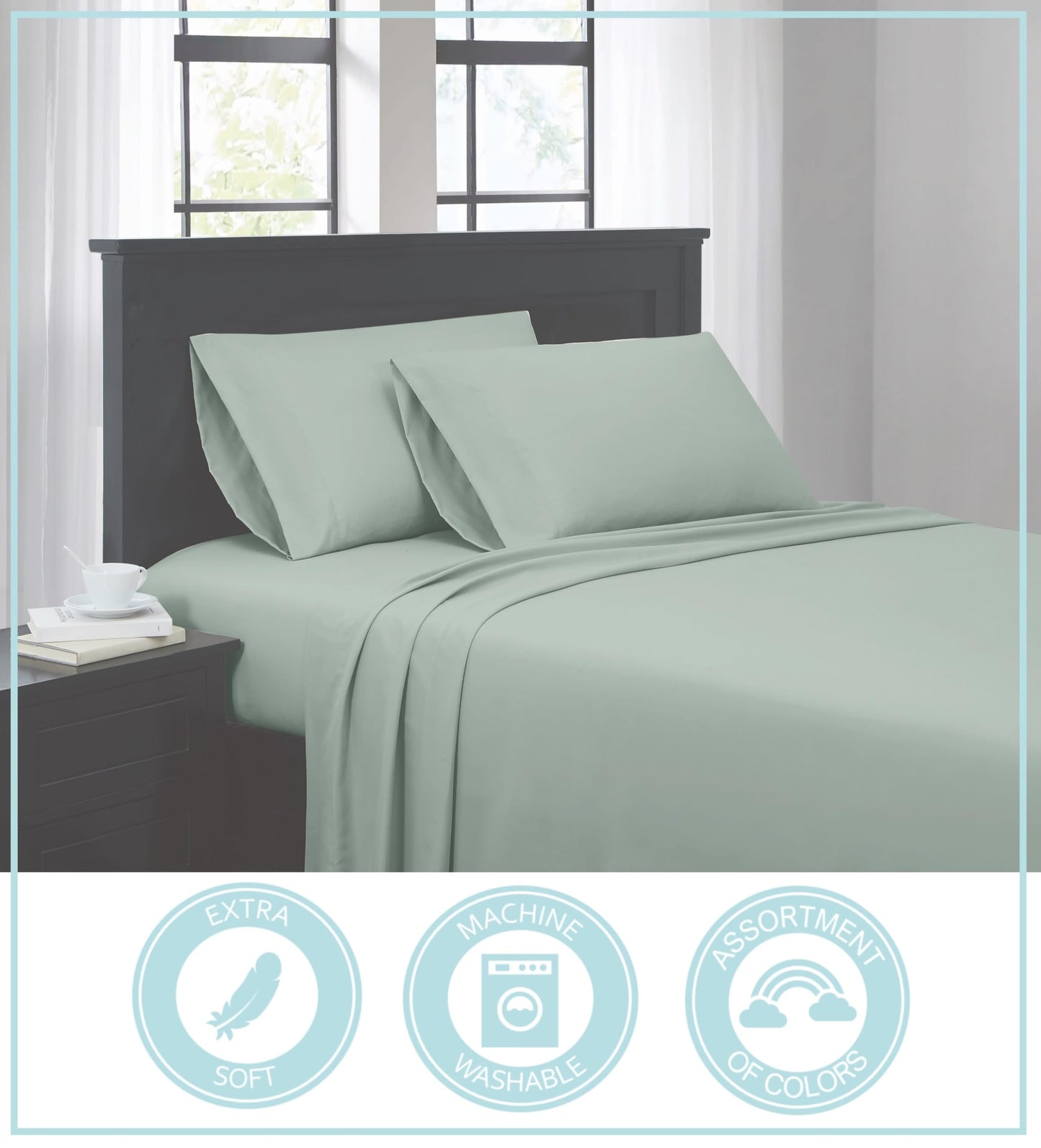 TRULY SOFT Everyday Sheet Set White Polyester 4-Piece King Sheet Set, Solid Color Themed, Adult Bedding, Oeko-TEX Certified