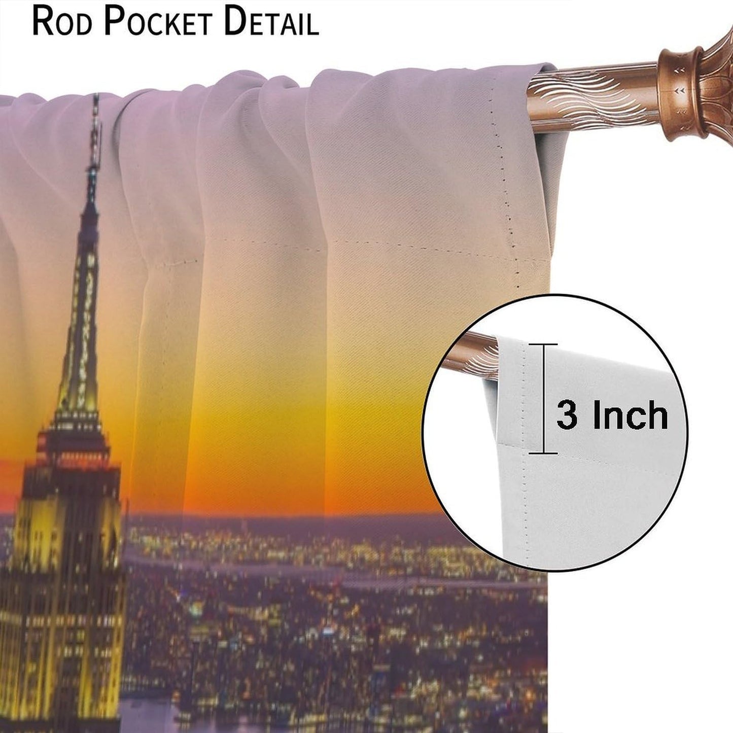 JADERYS Cityscape Blackout Curtains New York City Skyline Sunset Scenery Art Print for Bedroom Living Room Kitchen Rod Pocket Decoration Window Drapes 2 Panels W21xL45in