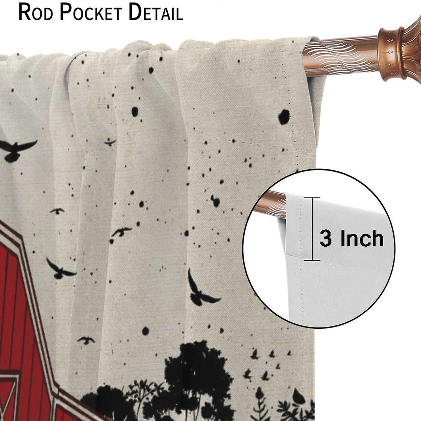 YCness Country Farmhouse Curtains Red House Cow Pig Chicken Window Treatments for Rod Pocket Drapesfor Living Room Bedroom Kitchen 42x45 Inch