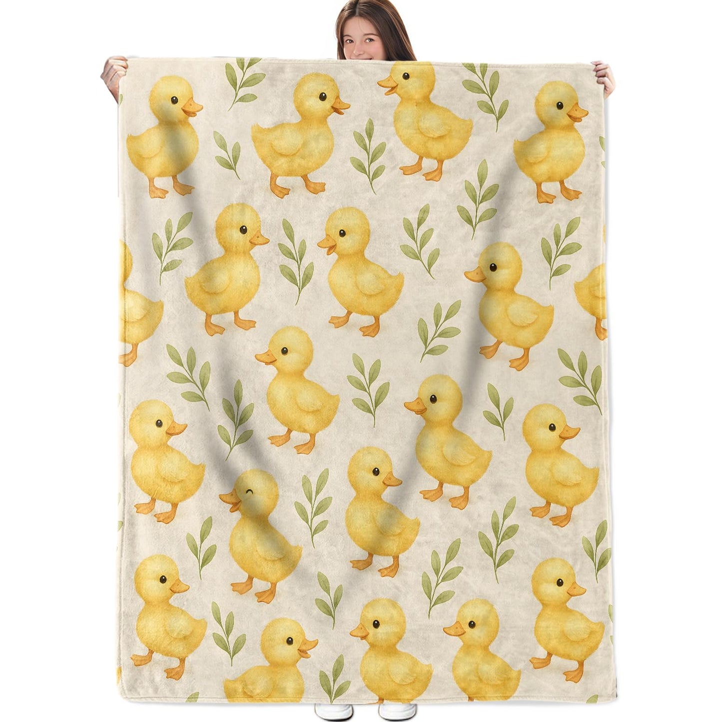 ZZNHP Cute Duck Blanket, Duckling Flannel Throw, Soft Cozy Lightweight Throws Blankets for Women Girls Animal Lovers, Cartoon Playful Home Decor for Sofa Couch Bedroom Home, 60x50 Inch