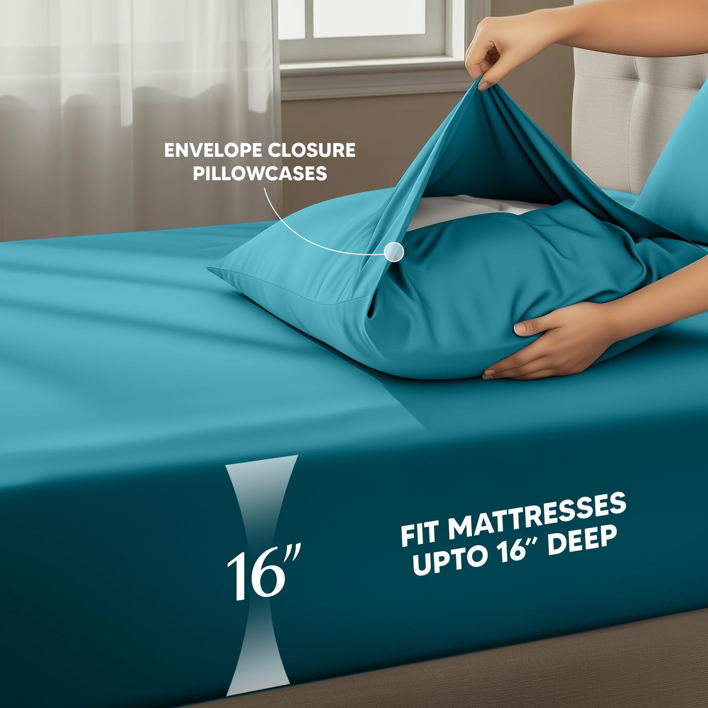 Utopia Bedding Queen Size Sheet Set – 4 Piece Bed Sheets, Soft and Breathable Microfiber, Includes 1 Fitted Sheet, 1 Flat Sheet and 2 Pillowcases – Oeko Tex (Denim Blue)
