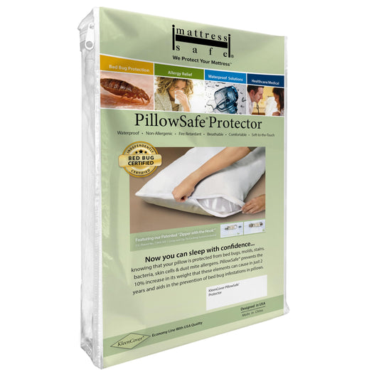 Mattress Safe® KleenCover® PillowSafe® Pillow Protector – Standard 21x27”, Waterproof, Hypoallergenic, Certified Bed Bug Protection, Breathable Protective Barrier from Stains