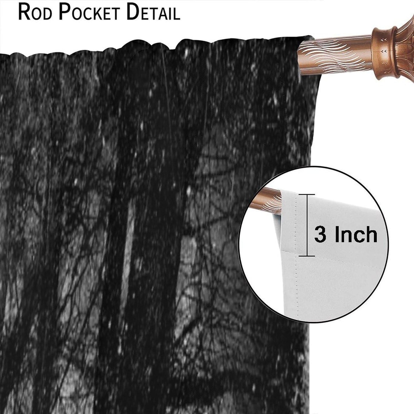 SHElifestyle Gothic Forest Window Curtains, Foggy Mysterious Ghost Window Treatments, Halloween Spooky Black Crows Cobwebs Drapes for Bedroom Living Room W42 X L45