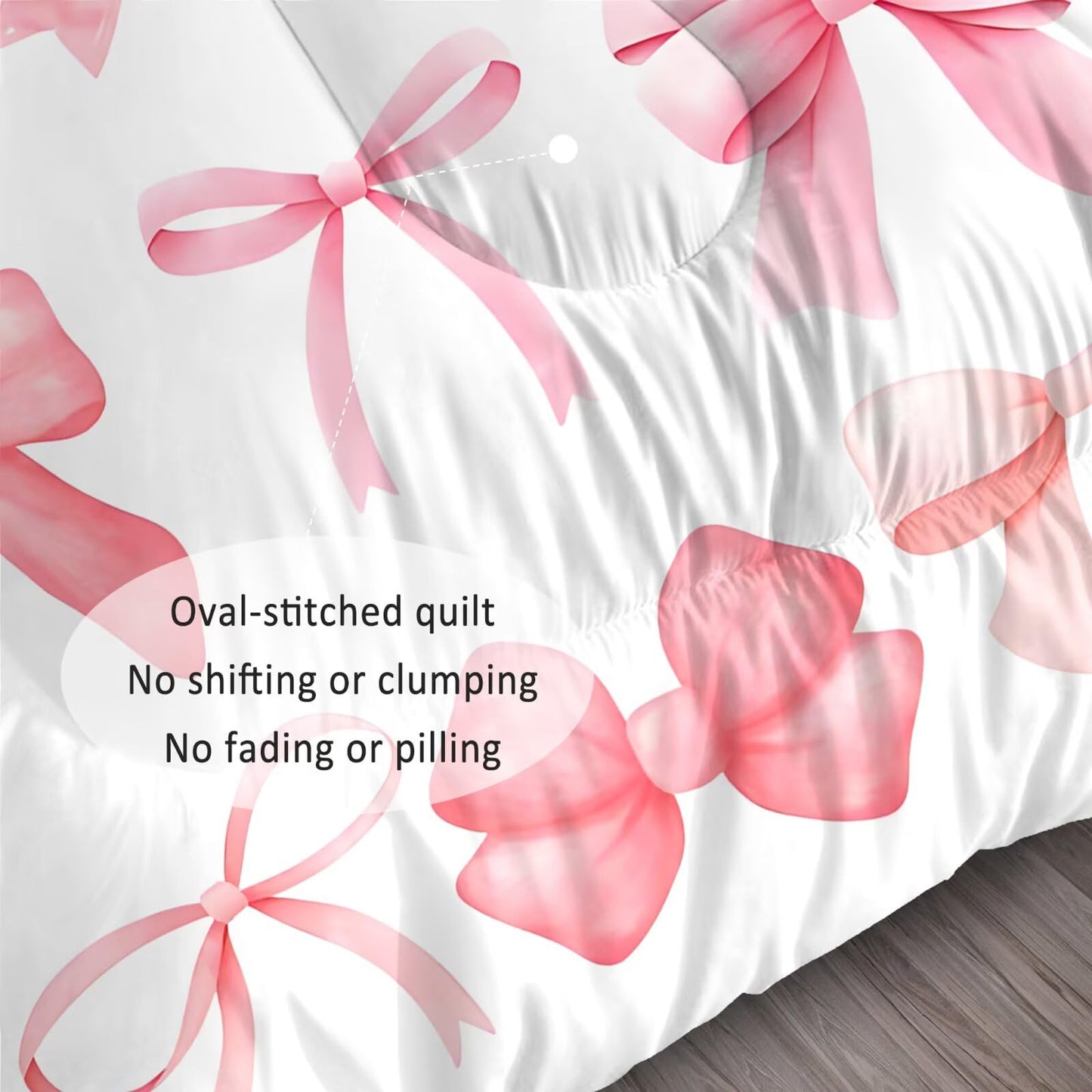 DJNEAR Pink and White Bow Comforter Set Twin Size Cute Girls Bedding Sets for Kids Women Adults Bedroom Kawaii Bowknot Quilt Room Decor 1 Comforter 1 Pillowcase