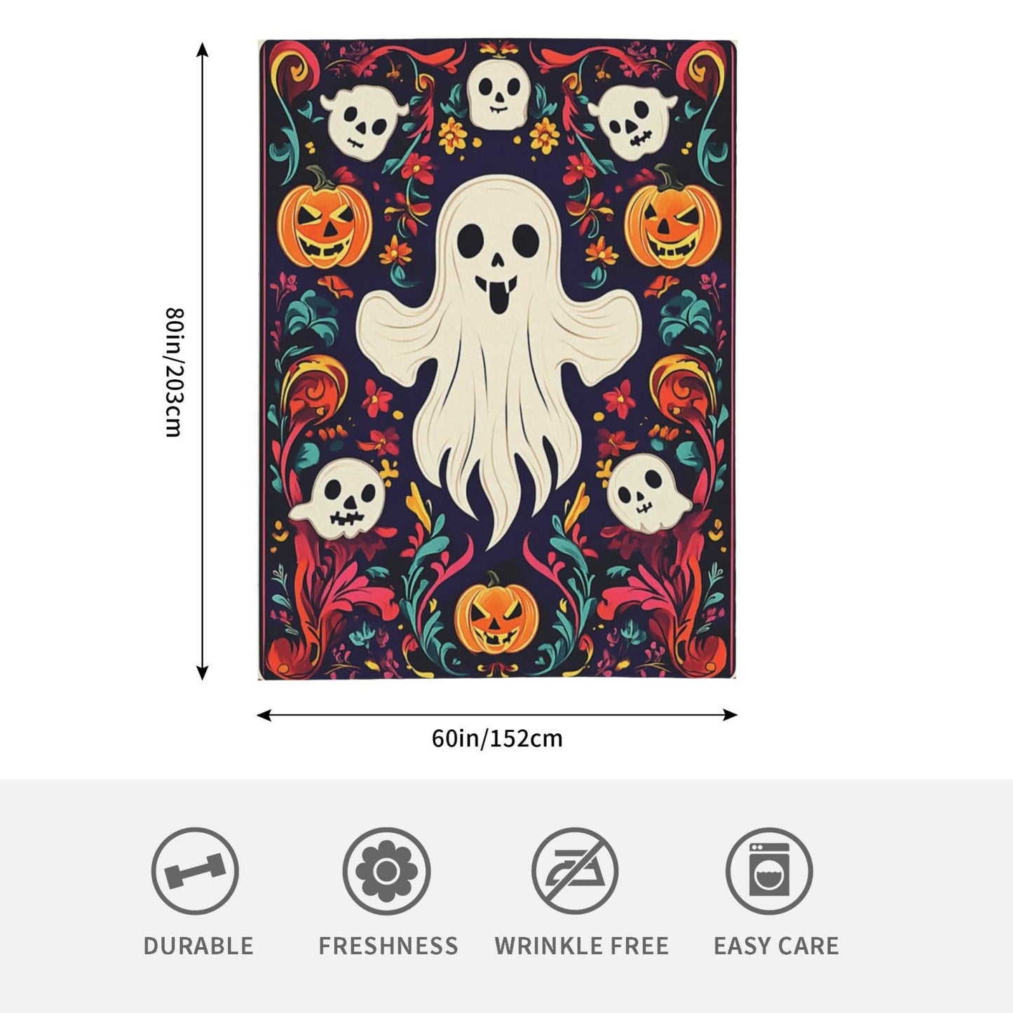CDSASHCA Spooky Ghosts Flannel Blanket,Cute Design with Floating Phantom Print,Ultra-Soft Fleece for Festival Party Cozy Vibes，Suitable for Sofa,Bed and Office Decoration，Gifts for Friends 60X80 Inch