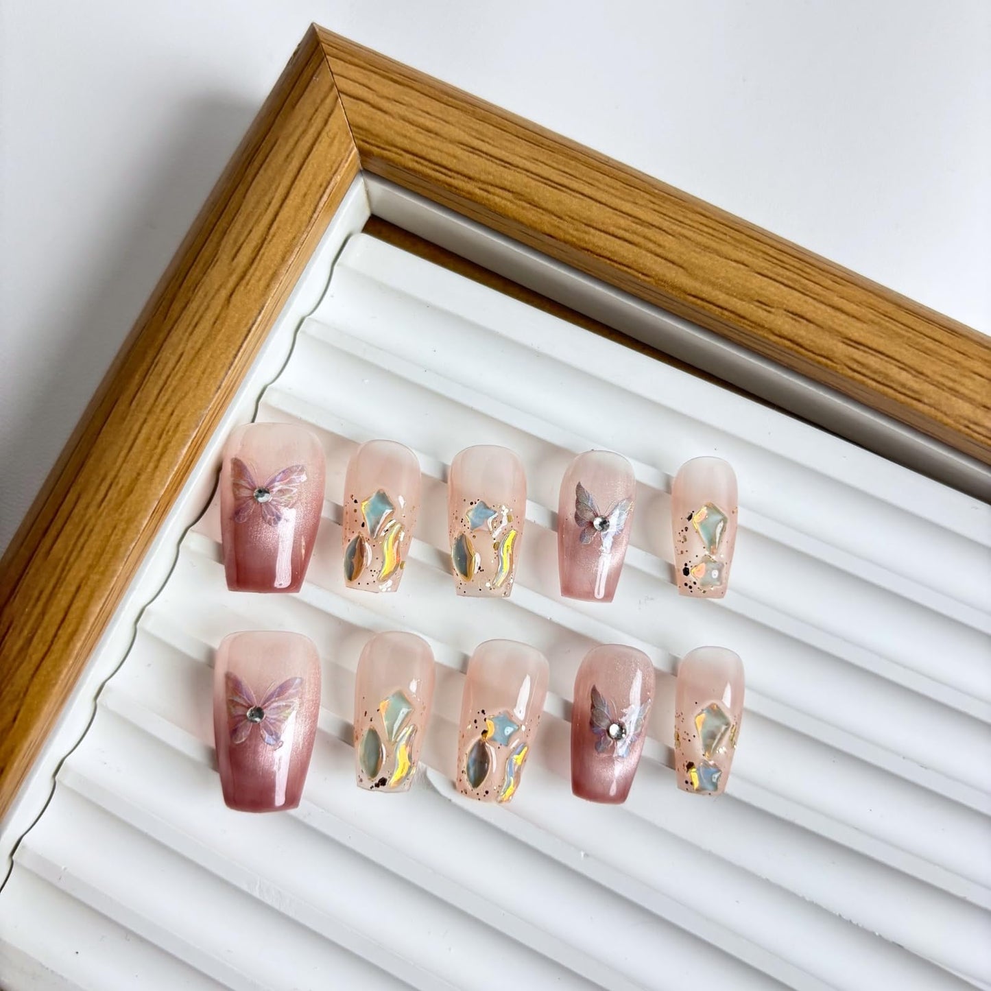 Yabonica 10Pcs Handmade Press On Nails (077P, S)