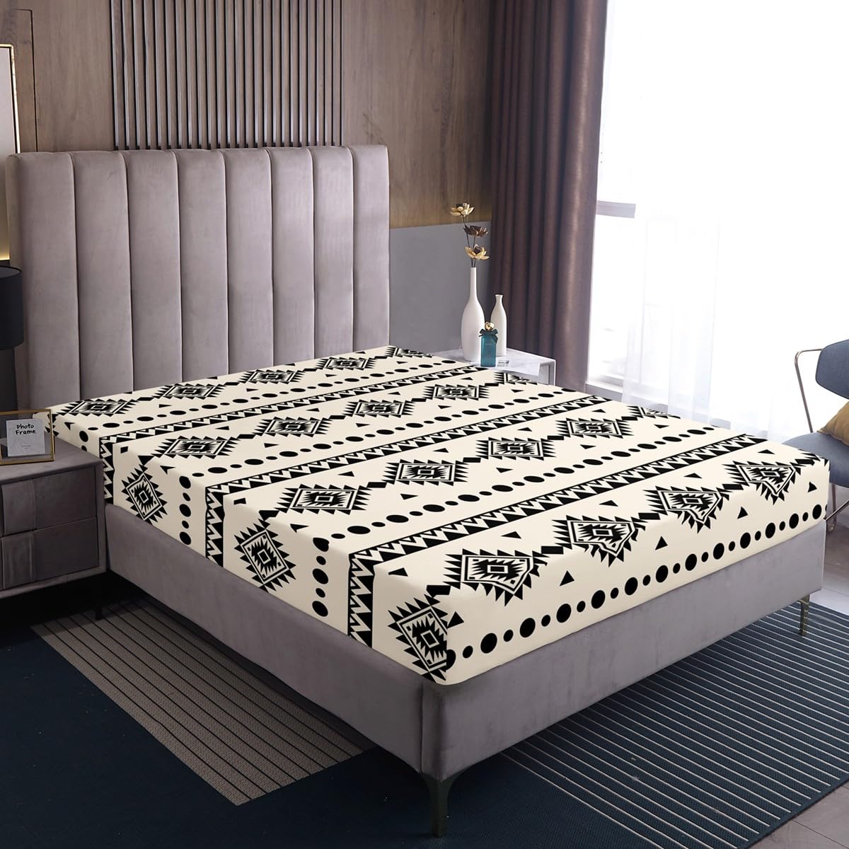 Erosebridal Bohemian Aztec Bed Sheets Set Full Size, Western Decor Flat Fitted Sheet for Boys Girls Women Men Bedroom, Exotic Tribal Bedding Set, Geometric Southwestern Farmhouse Bed Sets