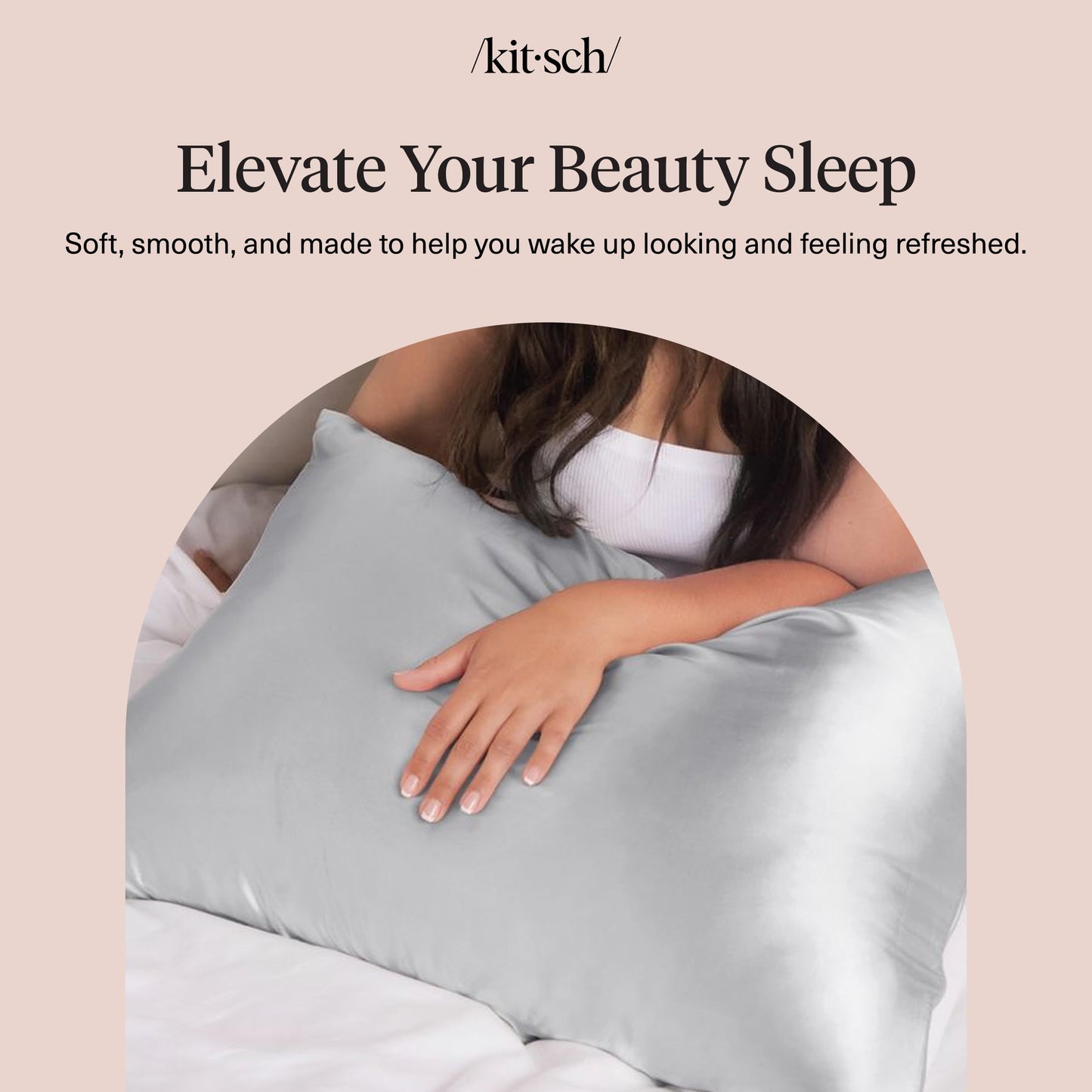 Kitsch Satin Pillowcase with Zipper for Hair & Skin - Softer Than Silk Pillow Cases, Smooth Cooling Satin Pillow Case, Wrinkle-Free, Machine Washable - Pillow Cases Standard Size (19x26) - Silver