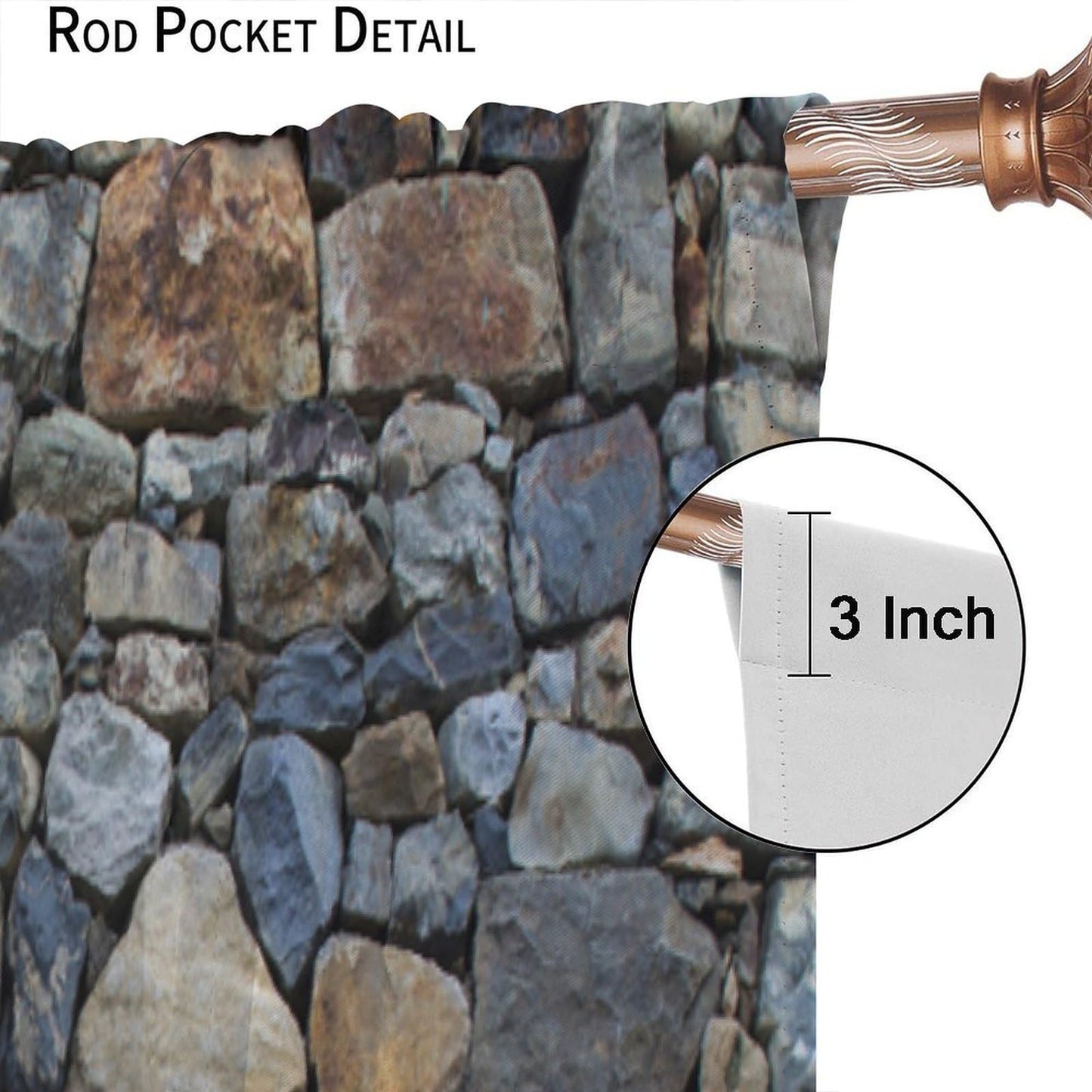 Nanacur Brick Stone Wall Curtains, Retro Stone Brick Rocks Rustic Farmhouse Geometric Wall Rod Pocket Window Drapes, for Bedroom Living Room 42" W X 45" L (Decorative)