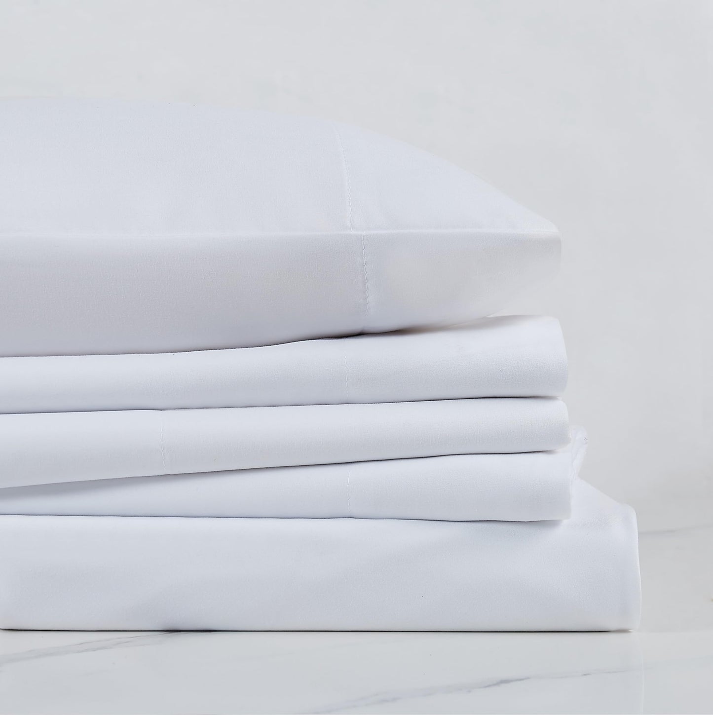 TRULY SOFT Everyday Sheet Set White Polyester 4-Piece King Sheet Set, Solid Color Themed, Adult Bedding, Oeko-TEX Certified
