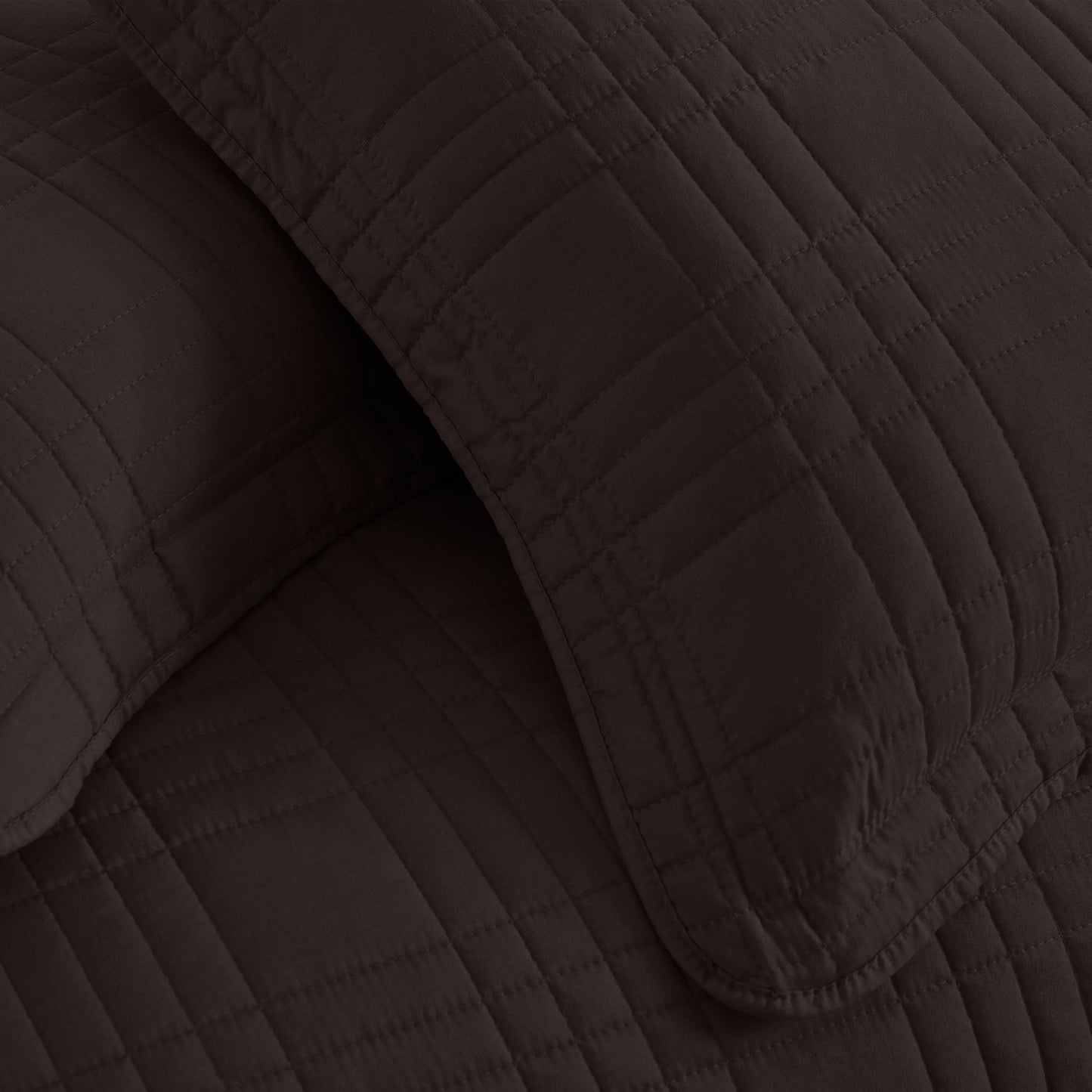 Chezmoi Collection Kingston Queen Size Bedspread Set, 3-Piece Brown Oversized Quilted Microfiber Lightweight Bedspread Coverlet (100"x106") for All Seasons