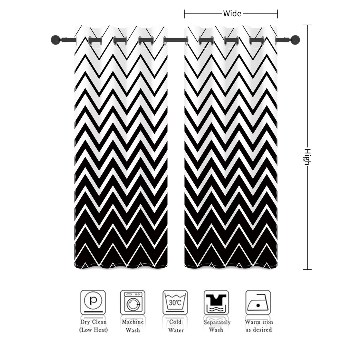 Sillsloso Geometry Ombre Blackout Curtains for Bedroom Abstract ATR Room Darkening Curtain Modern Wavy Pattern Style Thermal Insulated Grommet Home Decor, Set of 2 Panels 52x84 inch