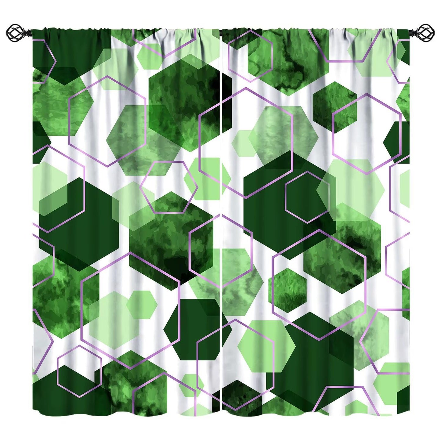 YCness Marble Curtains Modern Abstract Green Geometric Art Printed Blackout Window Drapes for Bedroom Living Room Decor Fabric Set 2 Panel 42x45 Inch 80% Shading Rate