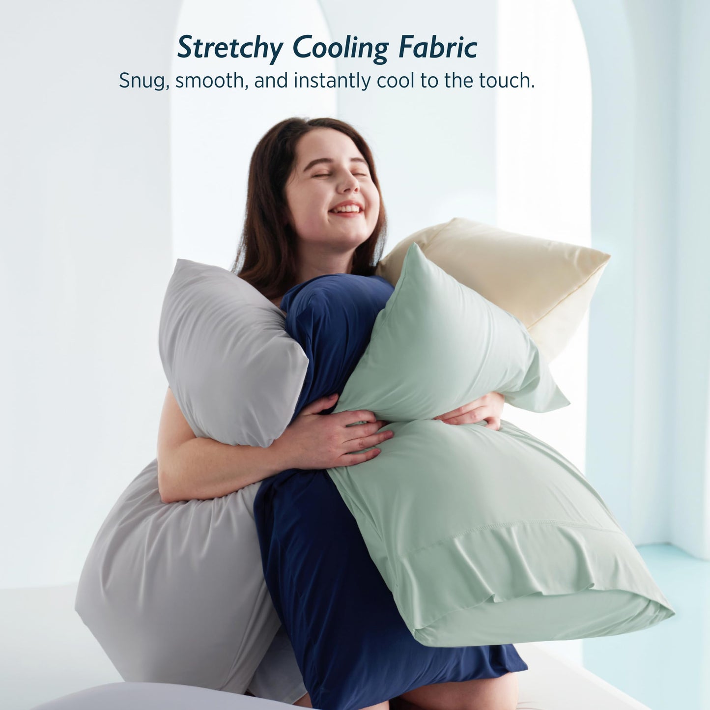 Breescape Cooling Pillow Cases King Size Set of 2, BlendTek™ Cooling Technology for Hot Sleepers & Night Sweats, Silky Soft Cool Pillowcases for Hair & Skin Care, 20" x 36", Twilight Blue