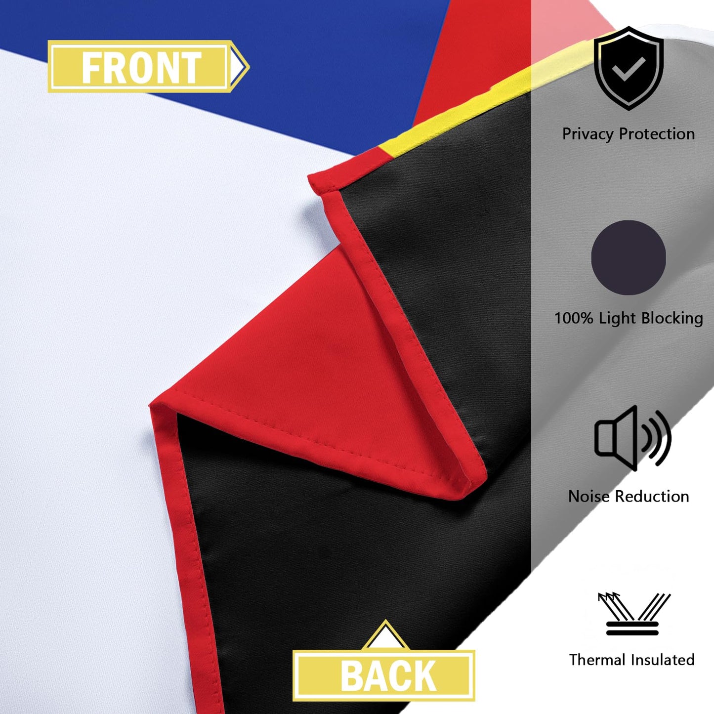 Tyrot Colorful 100% Blackout Curtains for Bedroom 63 inch Long 2 Panels Set Red Yellow Modern Abstract Geometric Black Out Curtains Insulated Room Darkening Window Drapes for Living Room, 52Wx63L