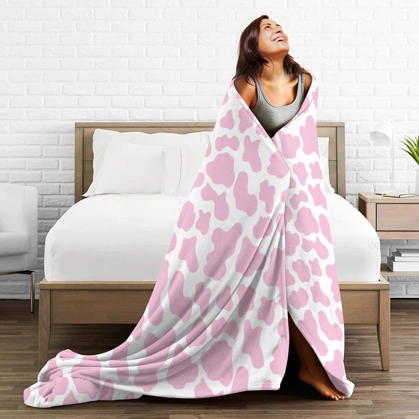 Pink Cow Print Blankets and Throws, Cute Blankets for Teen Girls, Cow Blanket for Adults, Cow Baby Blanket for Girls, Toddler Blanket for Kids, Cow Print Stuff for Women, Cow Gifts for Women 40"x 50"
