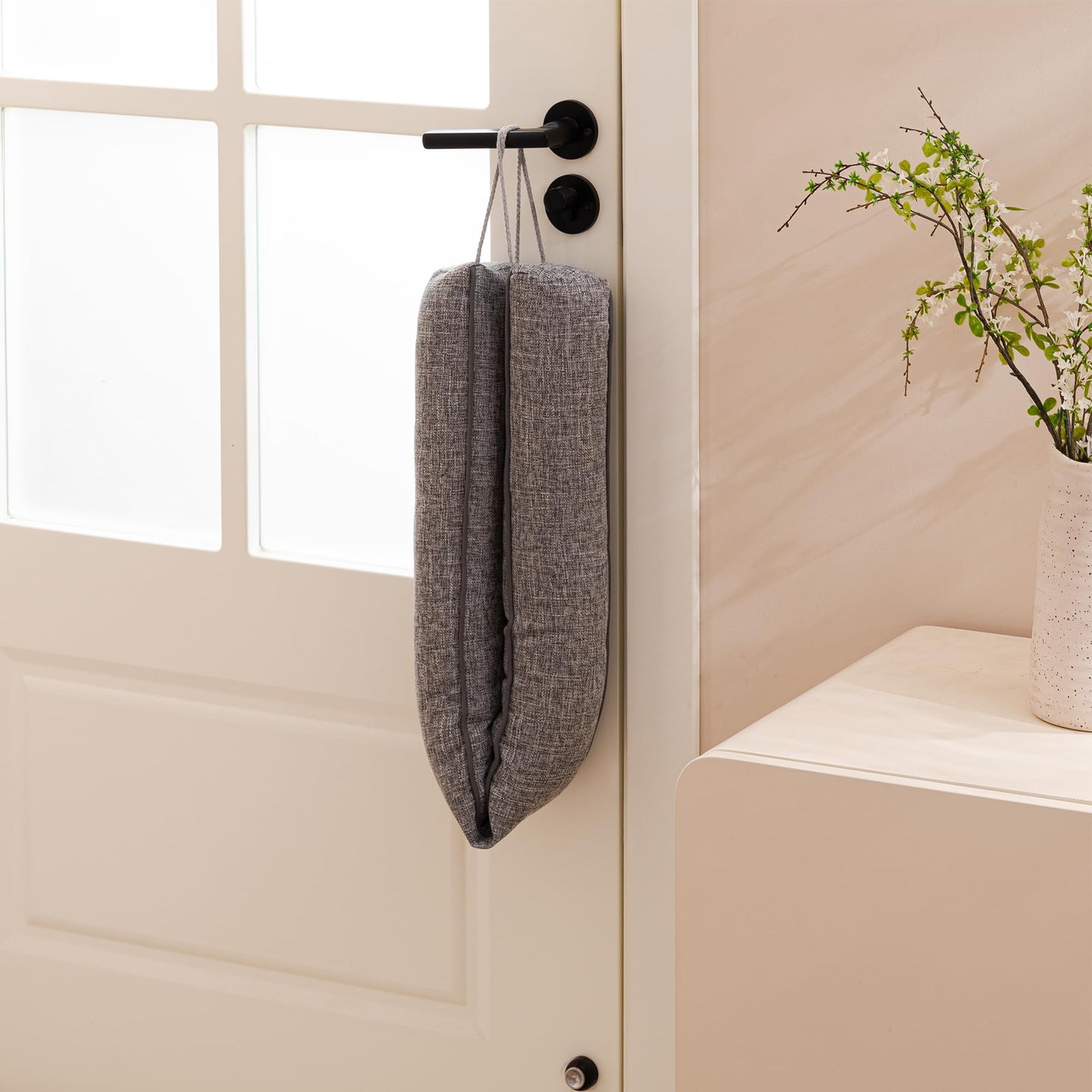 Sunolga 60" Linen Door Draft Stopper Blocks Hot and Cold Air with Removable Washable Cover for Bottom of Door, All-Season Seal for Noise, Wind, Door Sweep for Gaps Up to 3", Home Essentials, Gray