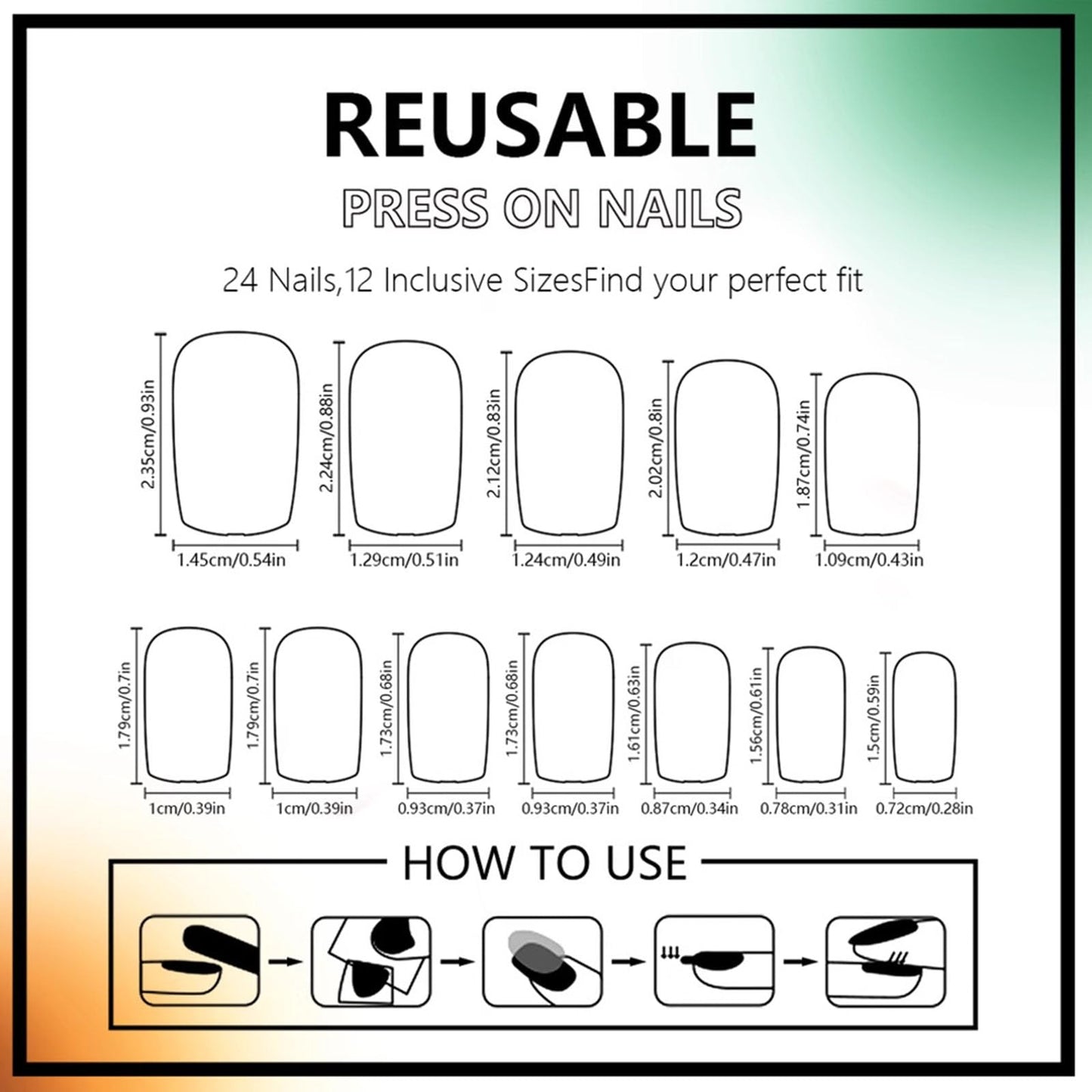 Dark Green Press on Nails Square Medium Fake Nails Glossy Acrylic Stick on Nails with Gold Leaf Designs Full Cover Glue on Nails Solid Color Nail Press ons Artificial Nails Glue on 24Pcs