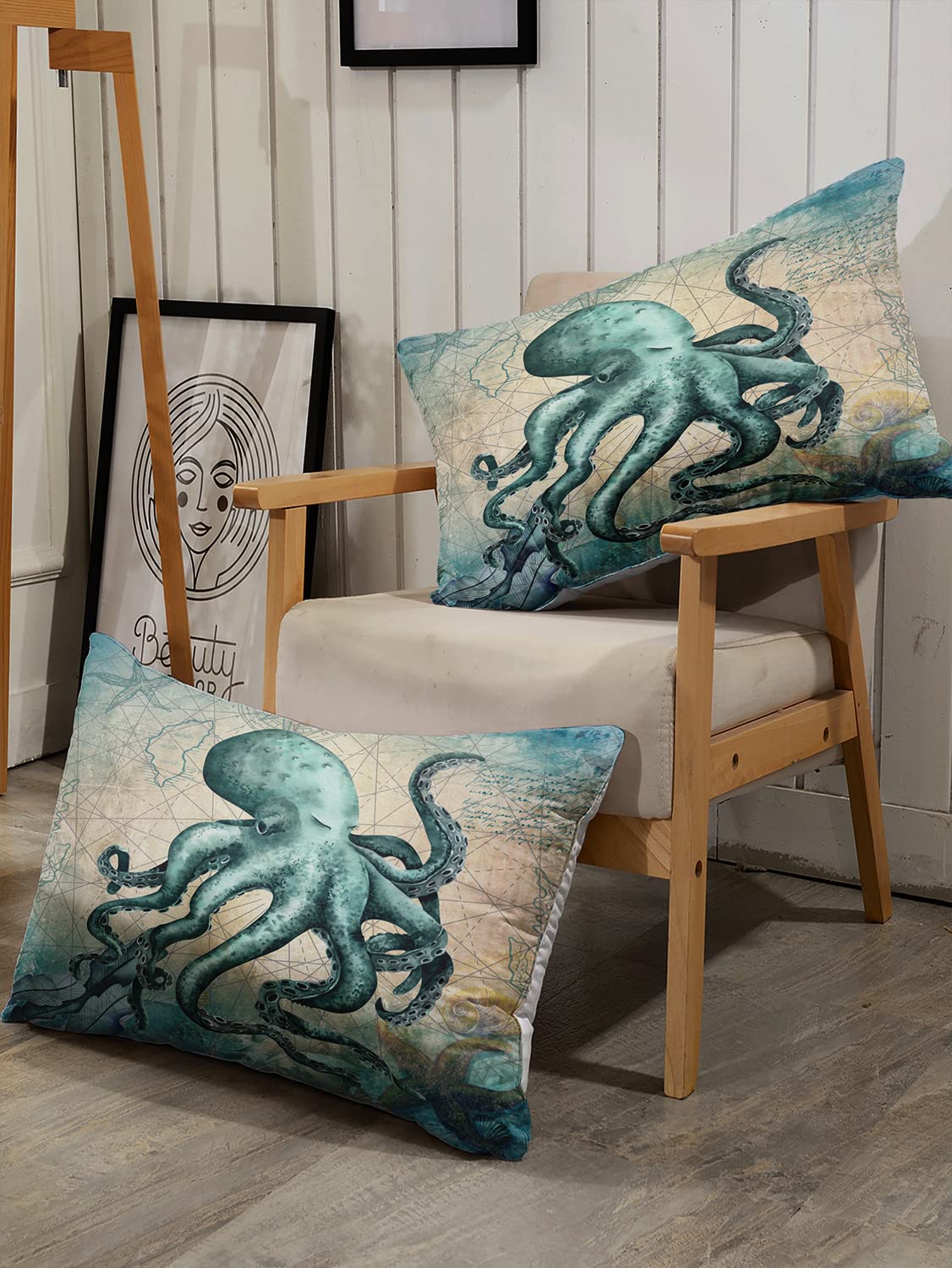 CVHOUSE Octopus Duvet Cover King Size,Sea Animal Mediterranean Style Design Bedding Set,Ocean Octopus Comforter Cover for Kids Teens,1 Duvet Cover 2 Pillowcases 3 Piece