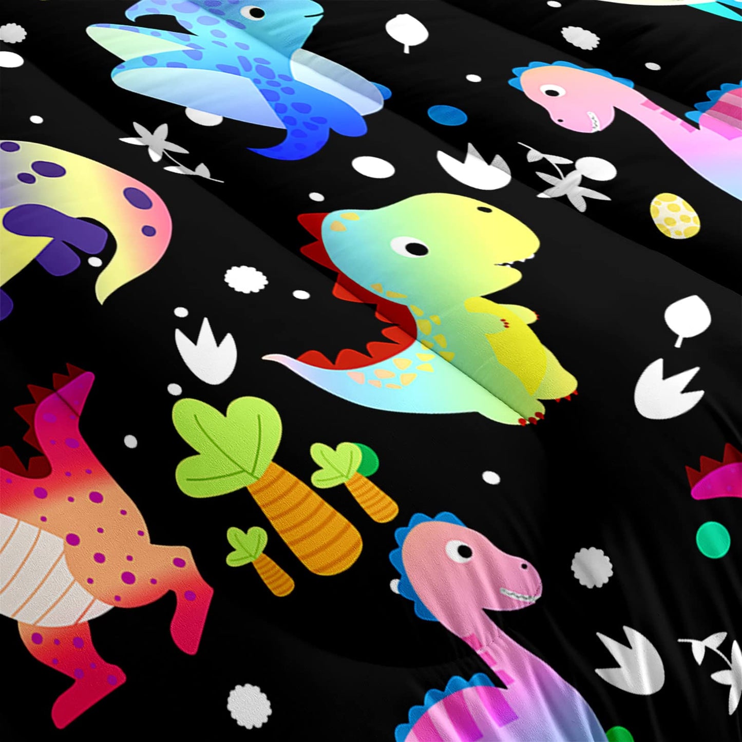 FJKJHKGJ Cartoon Dinosaur Comforter Set Twin Gradient Dinosaur Comforter Set for Boys Girls Kids Twin Quilt Set with 1 Pillowcase